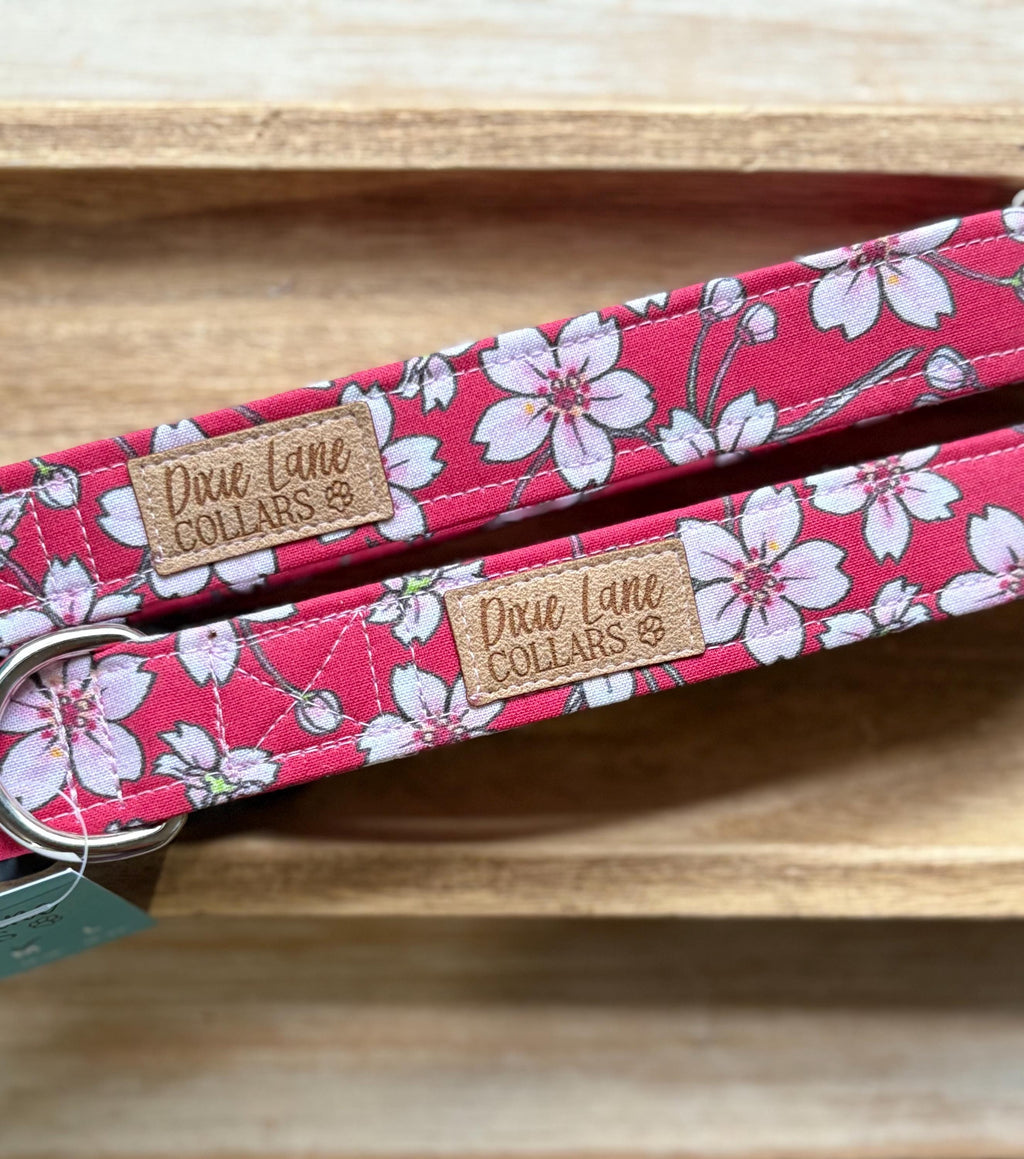 Red Cherry Blossom Dog Collar