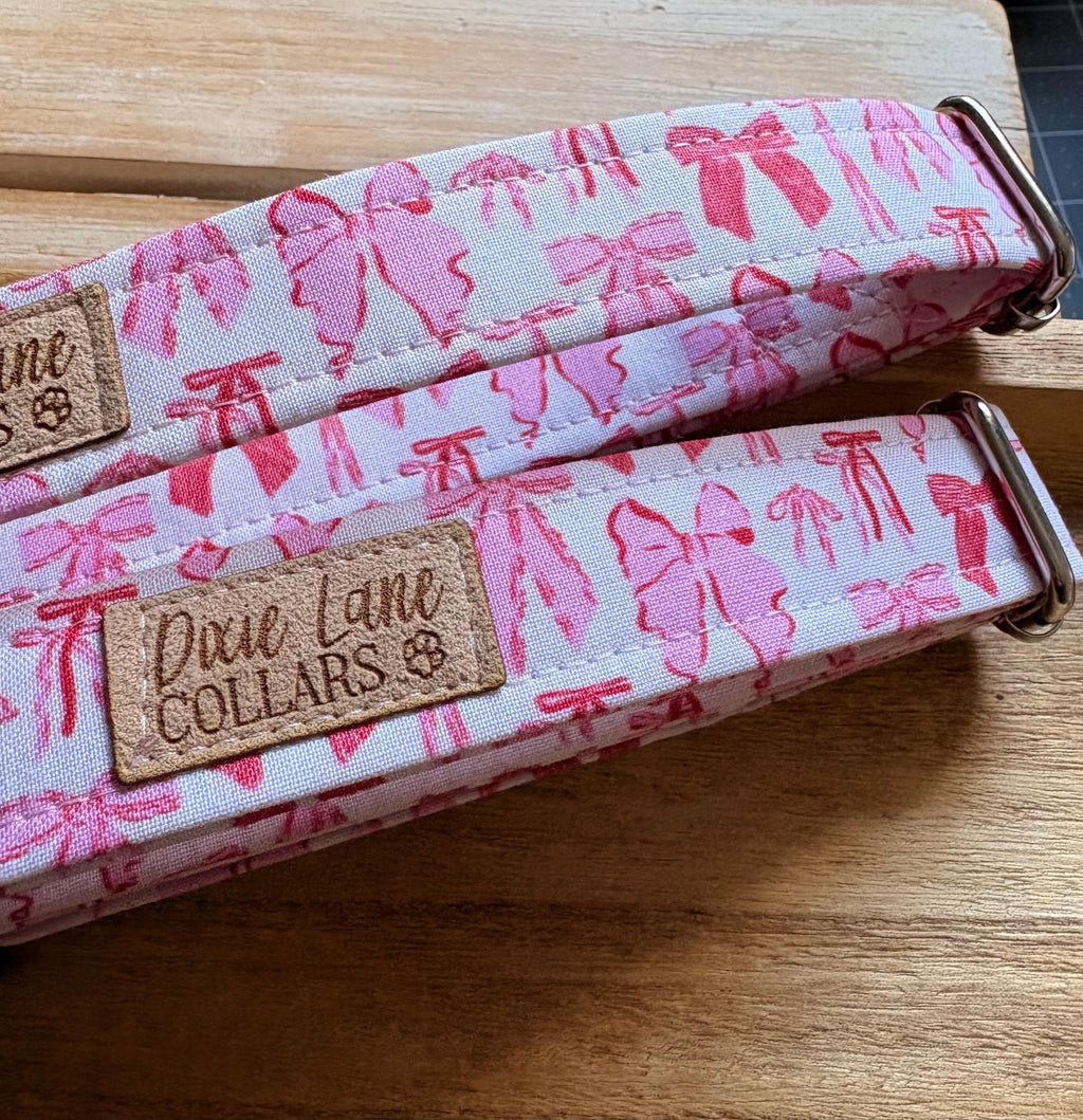Pink Coquette Bows Dog Collar