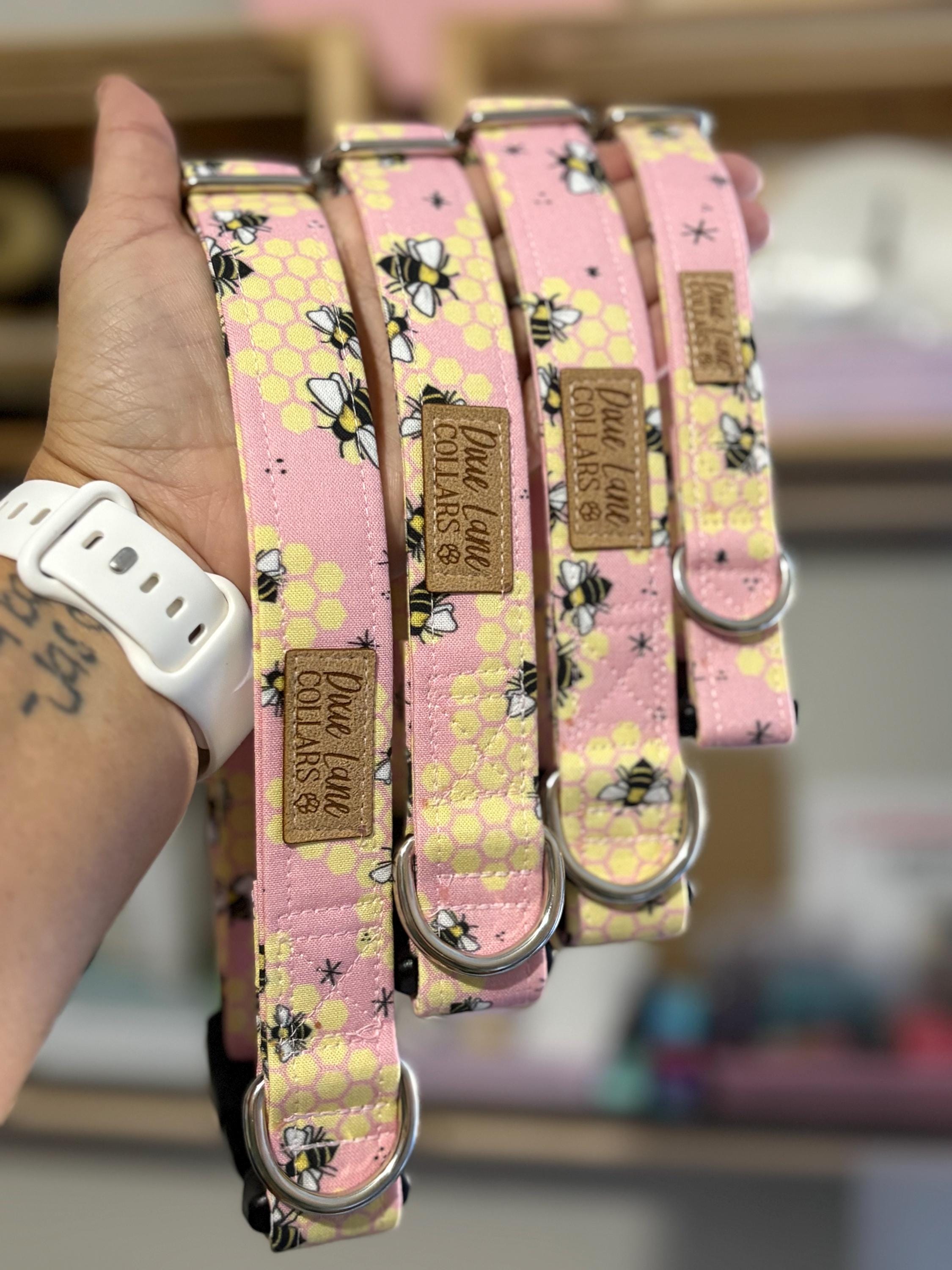 Pink Bees Dog Collar
