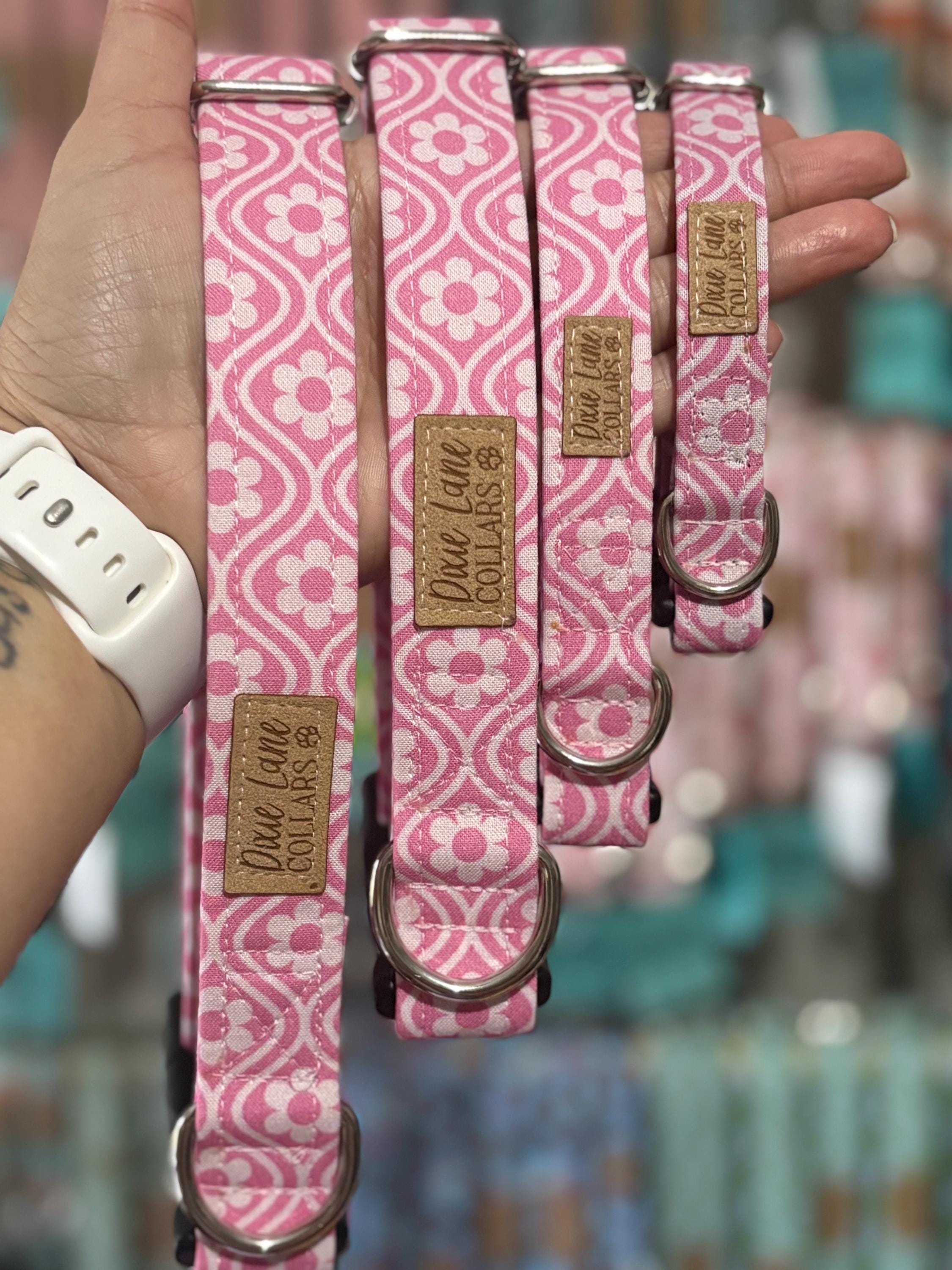 Pink Retro Floral Dog Collar