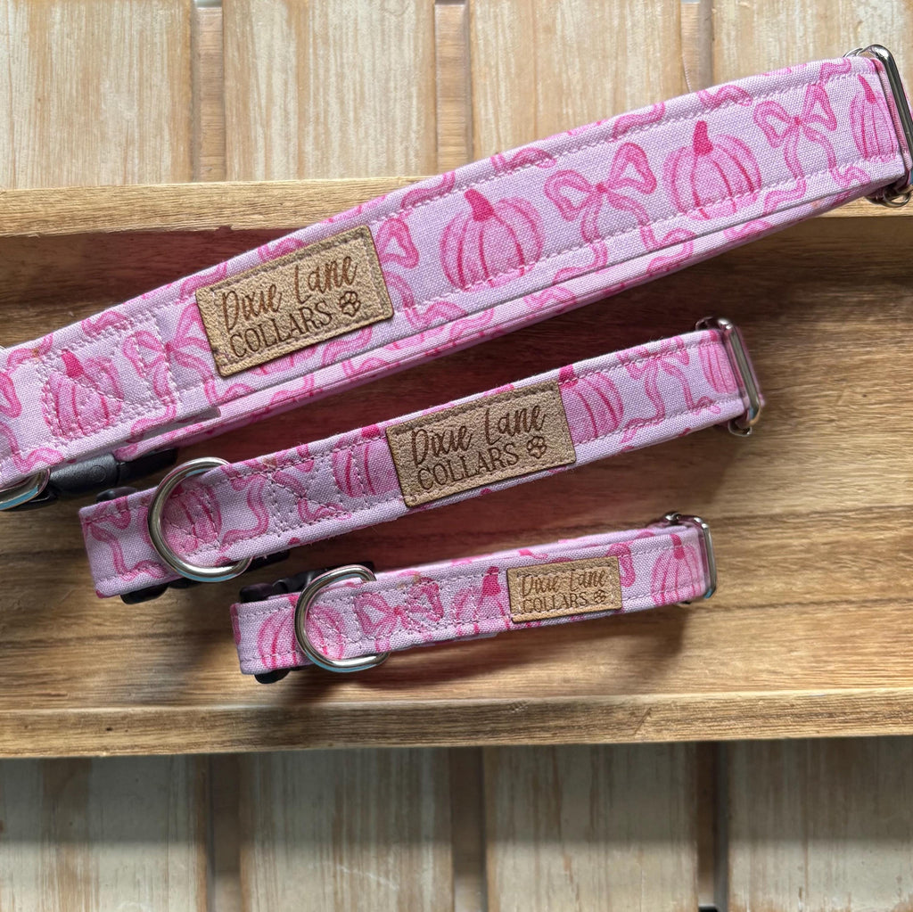 Pink Bows and Pumpkins Dog Collar