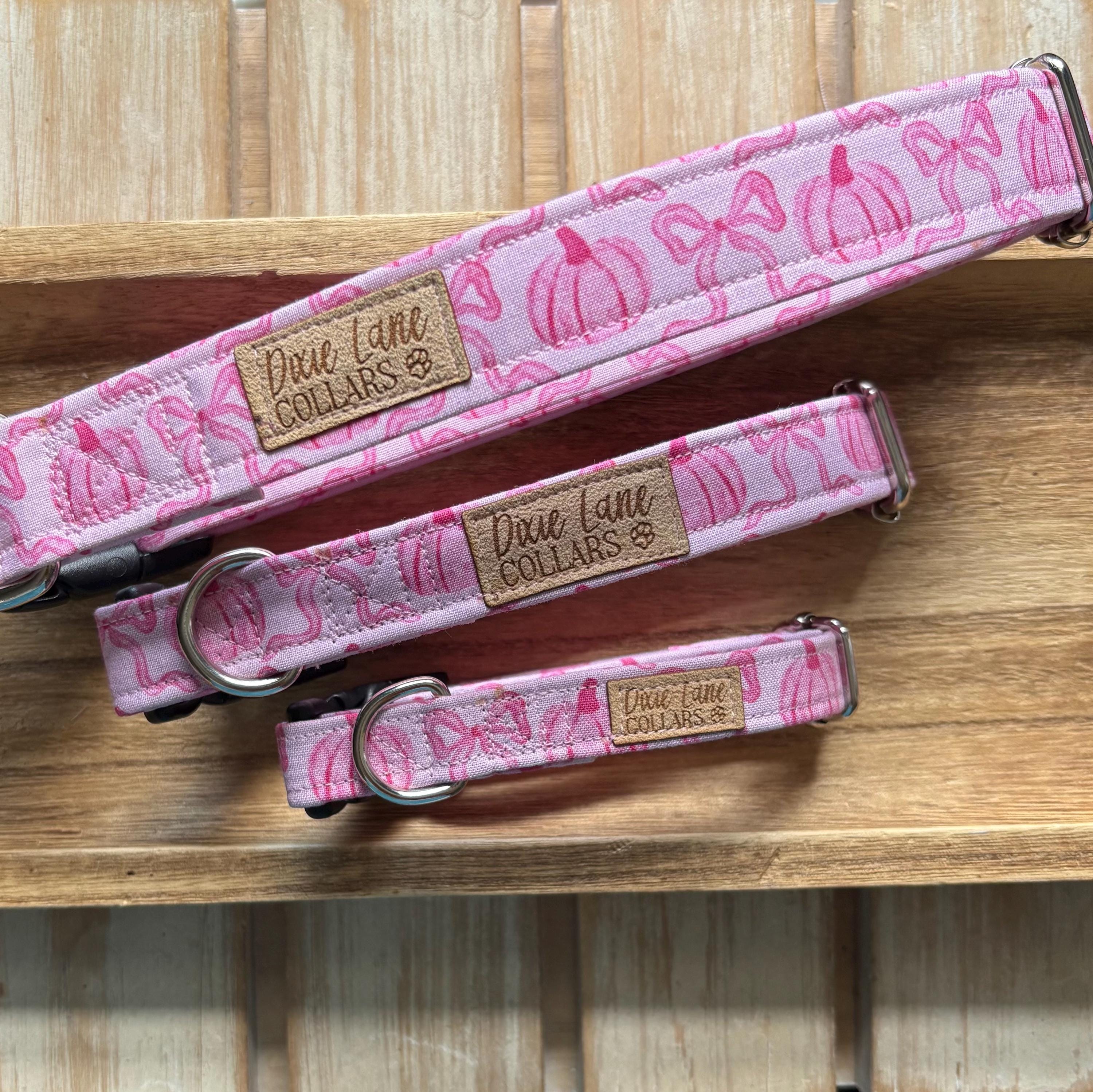 Pink Bows and Pumpkins Dog Collar