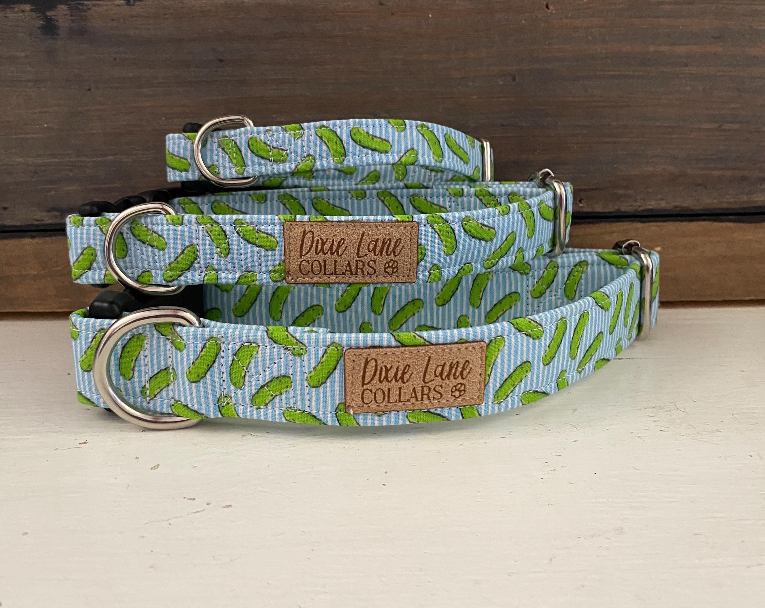 Green Pickle Striped Dog Collar