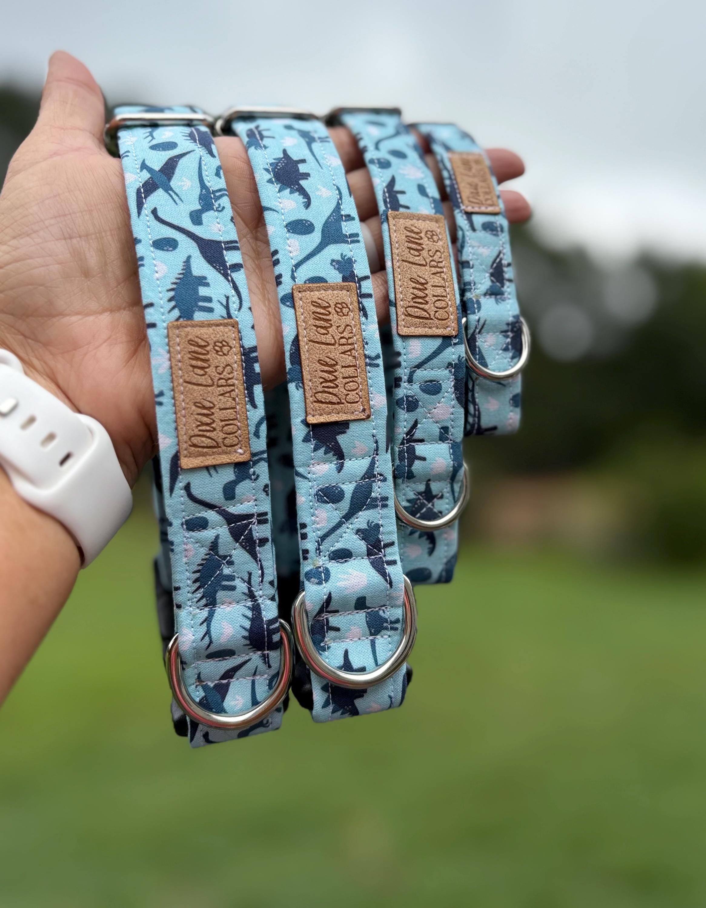 Blue Dinosaur Dog Collar