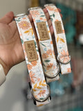 Peach Floral Fabric Dog Collar