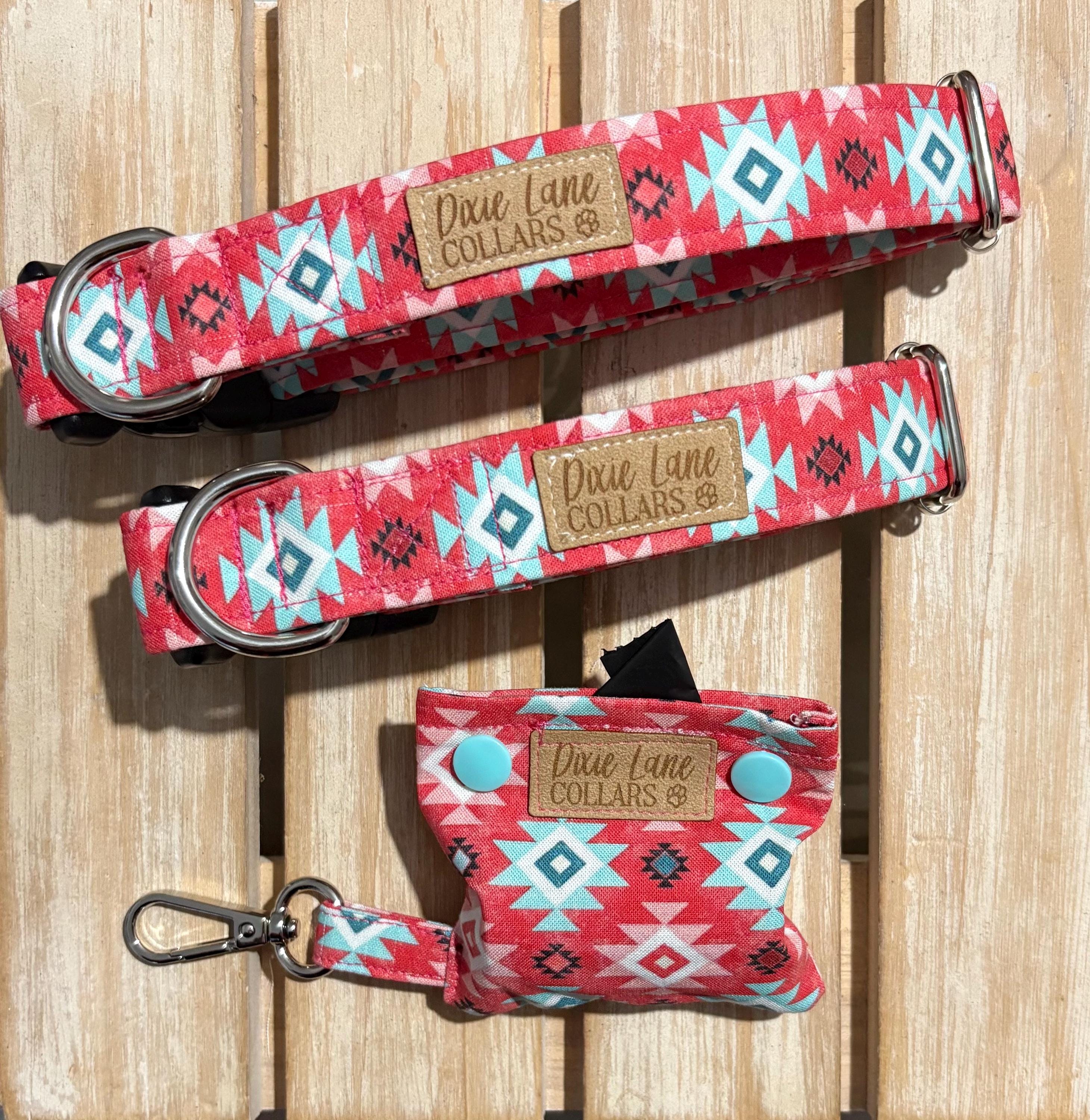 Coral Aztec and Mint Dog Collar