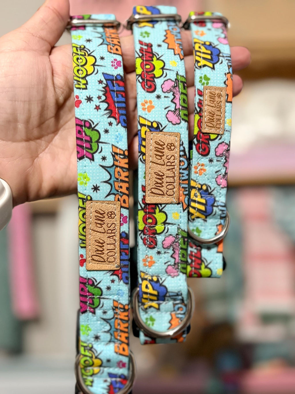 Retro Comic Strip Style Fabric Dog Collar