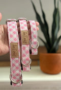 Pink Gingham Plaid Dog Collar