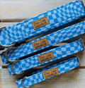 Blue Wavy Racing Checker Dog Collar