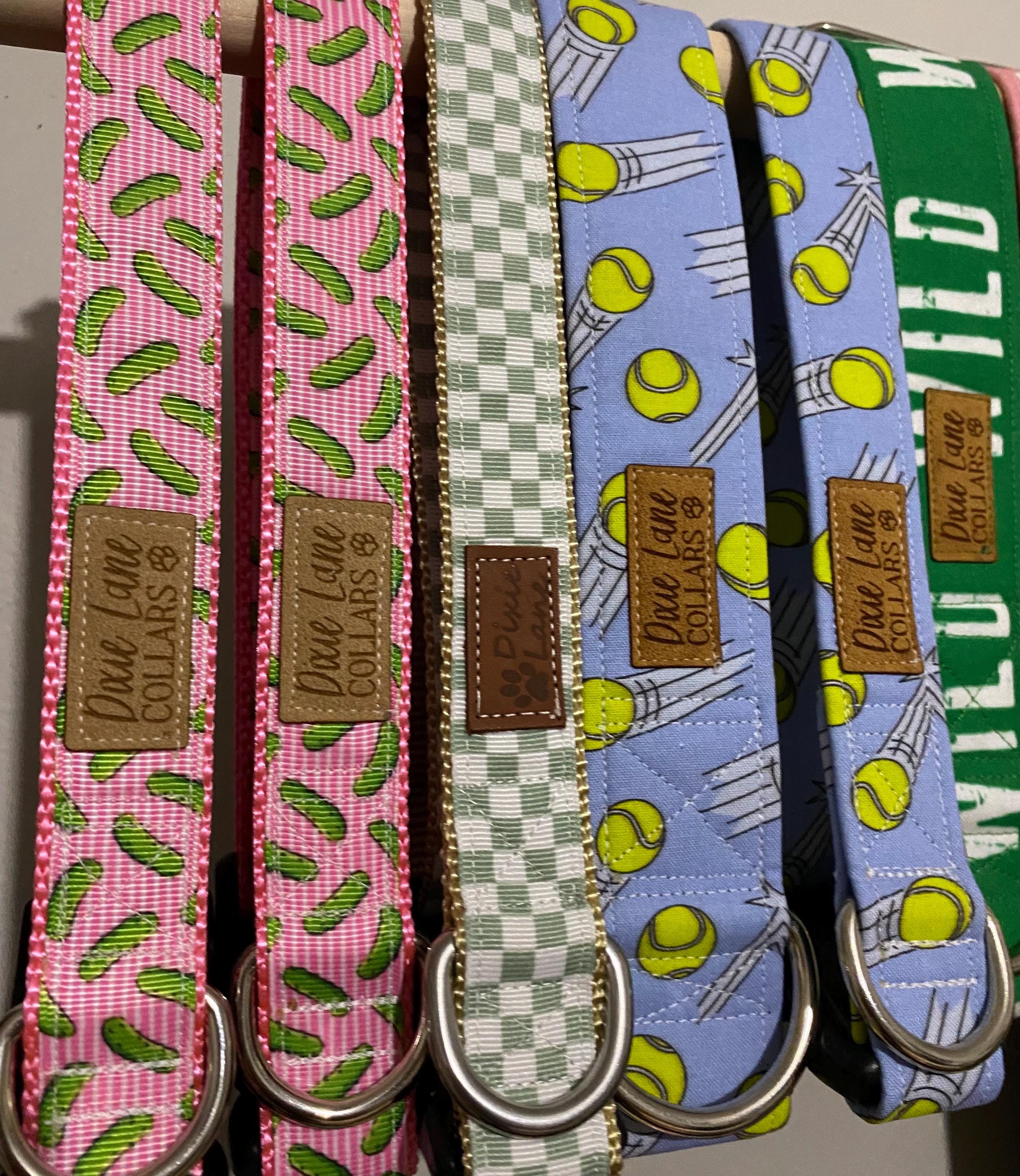 Pink Striped Pickles Dog Collar