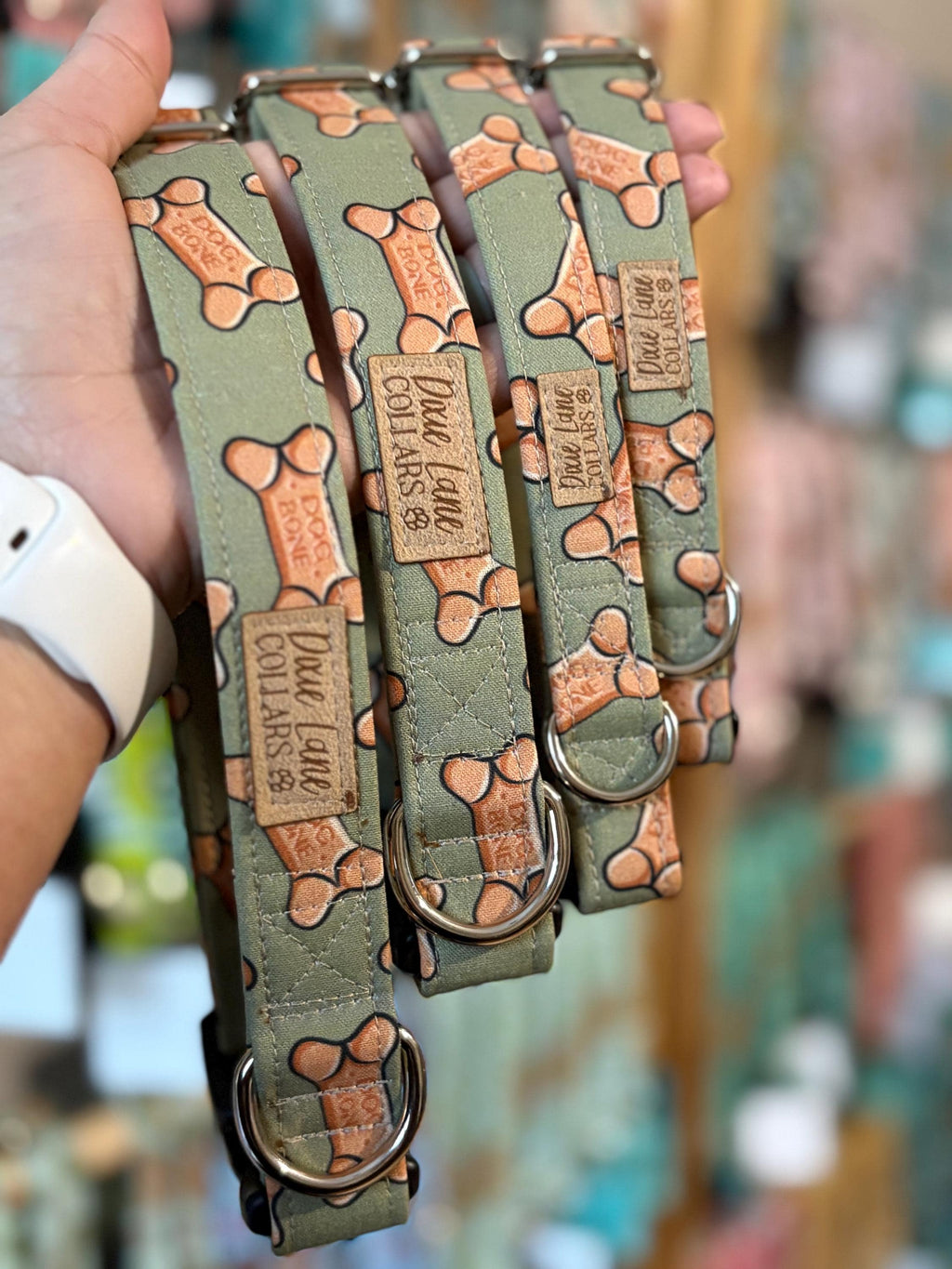 Green Dog Bone Collar