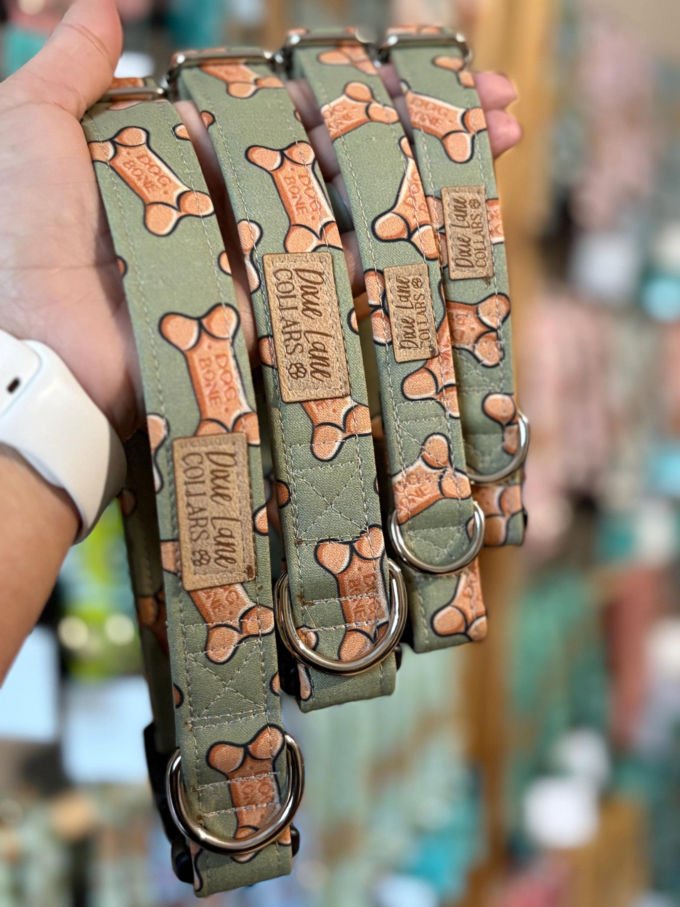 Green Dog Bone Collar