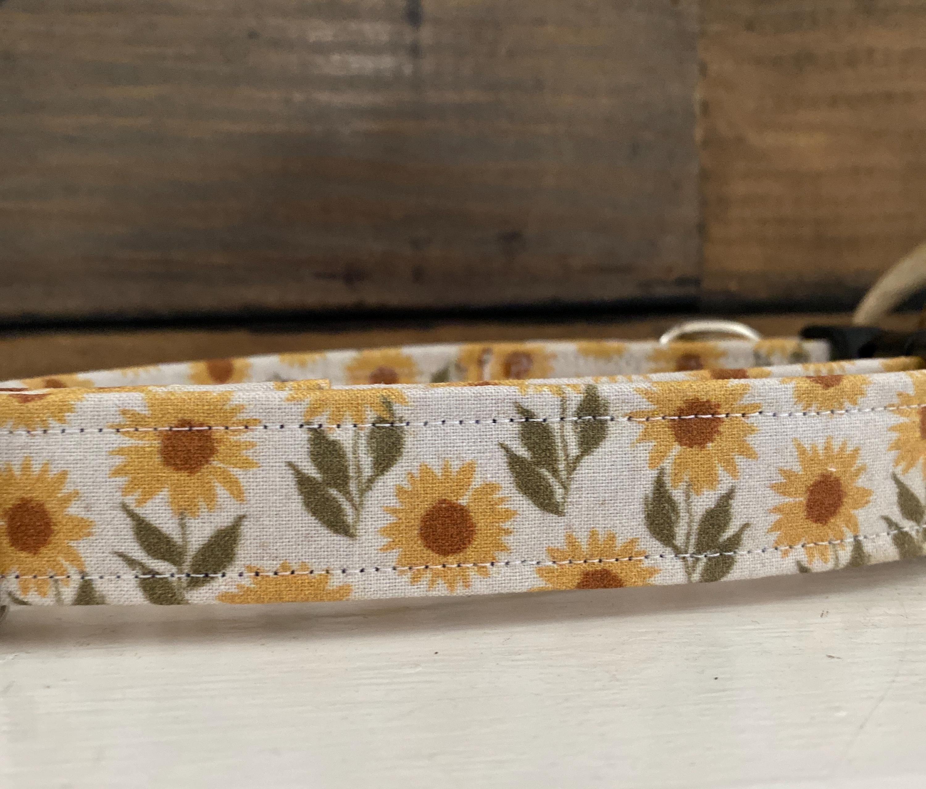 Vintage Sunflower Field Dog Collar