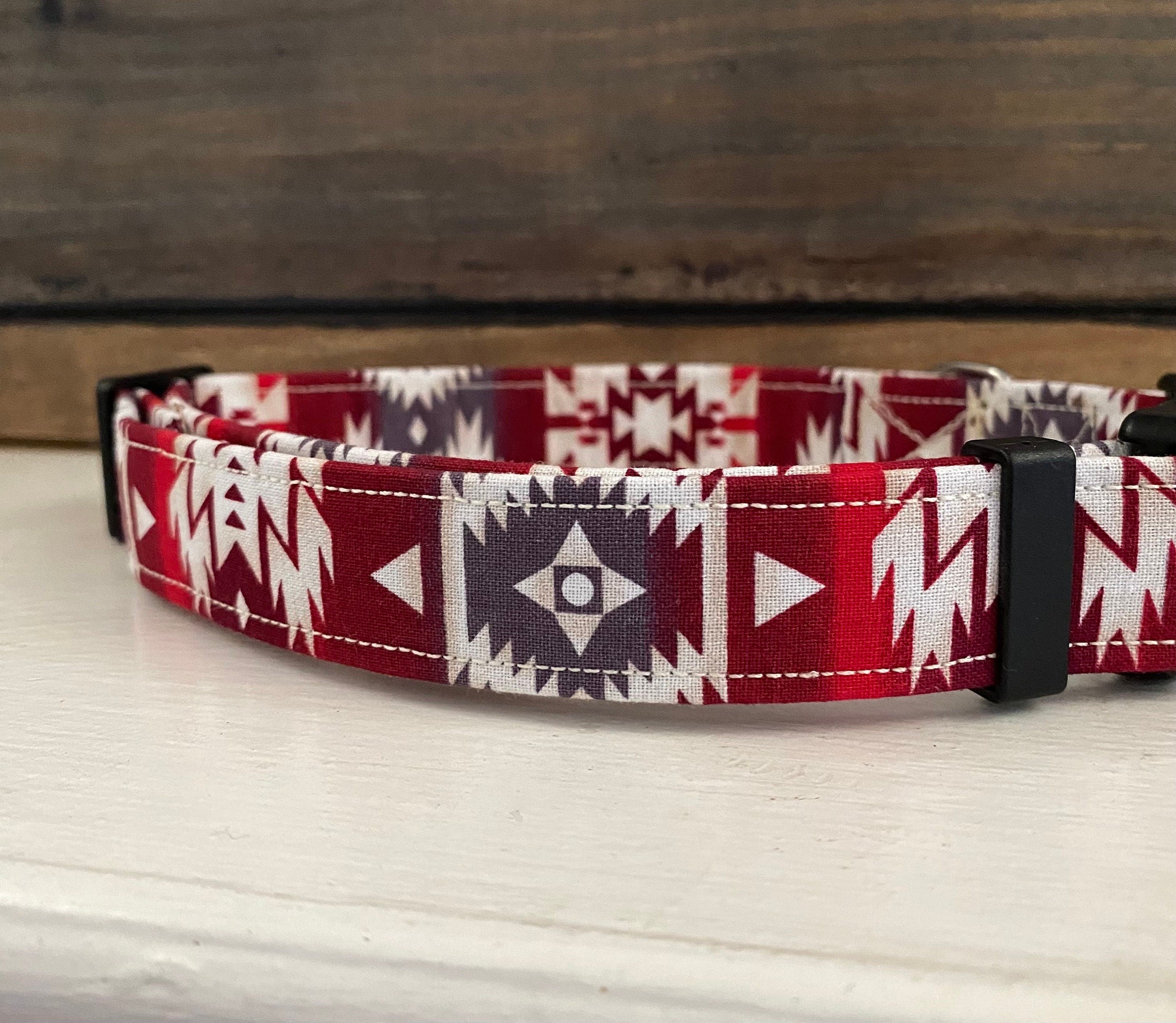 Red Aztec Print Dog Collar