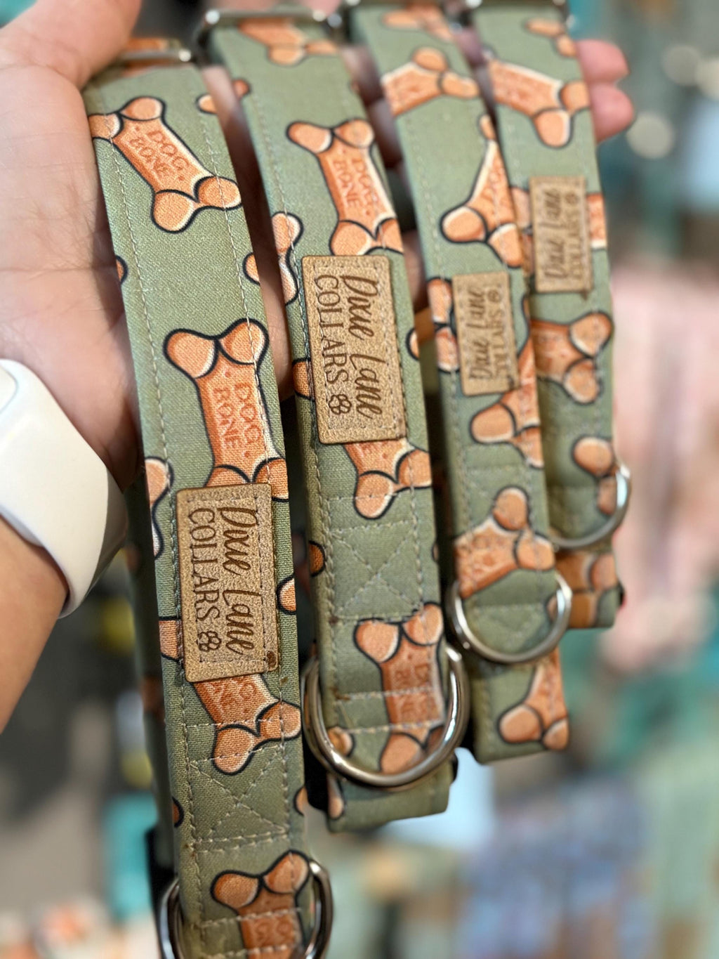 Green Dog Bone Collar