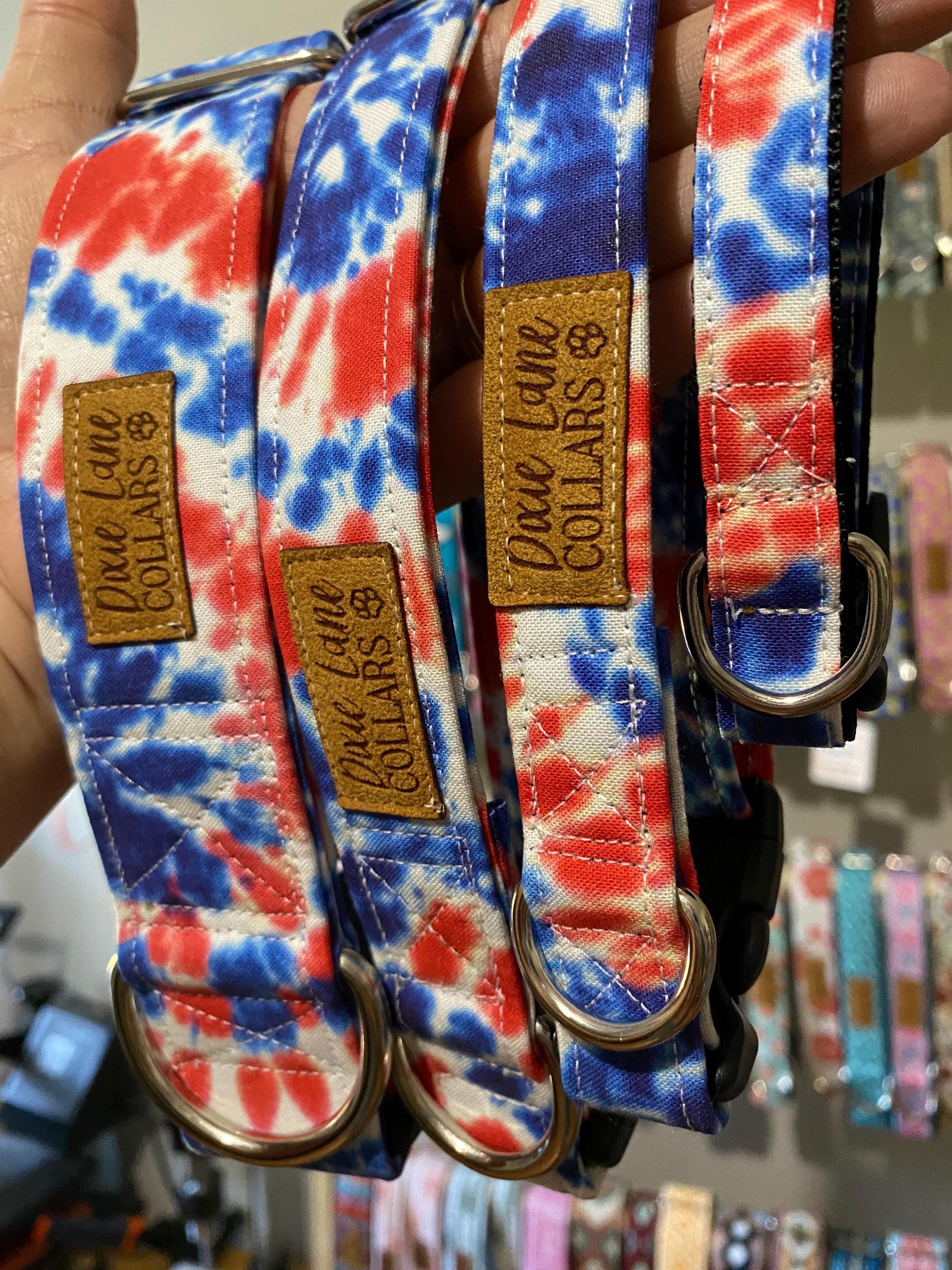 Red White and Blue Tie Dye Dog Collar