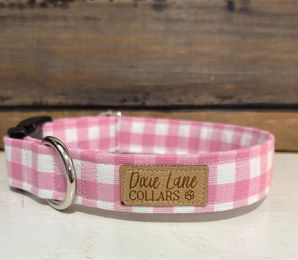 Pink Plaid Dog Collar