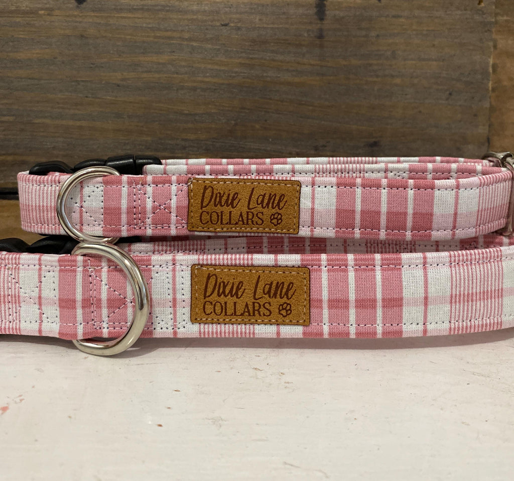 Pink Plaid Dog Collar