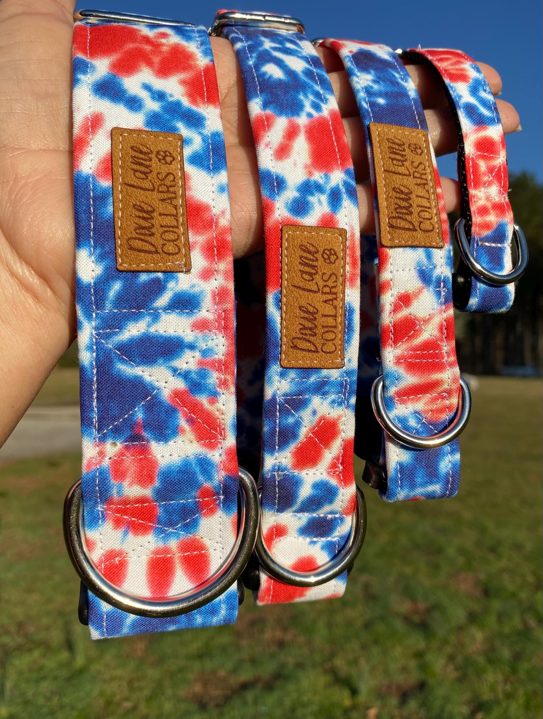 Red White and Blue Tie Dye Dog Collar
