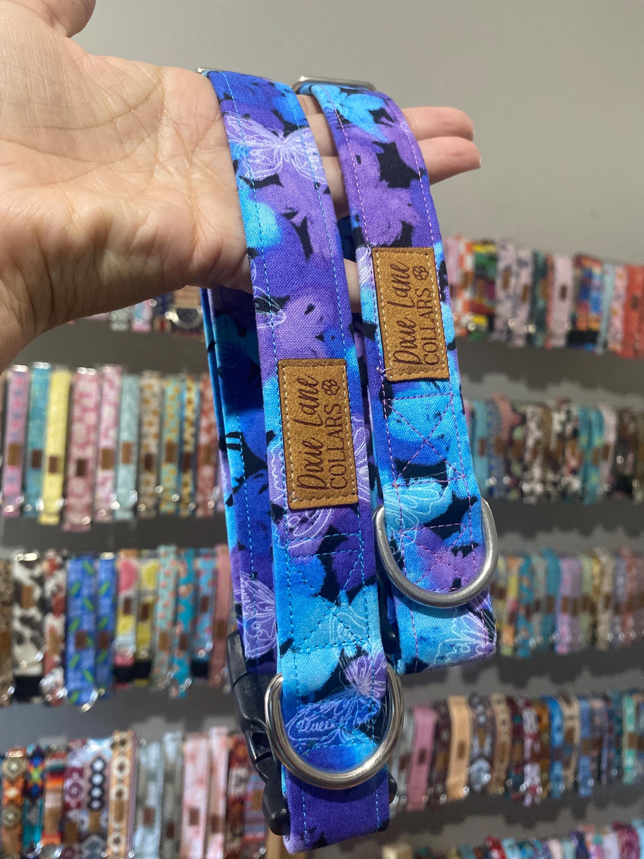 Purple and Blue Butterflies Dog Collar