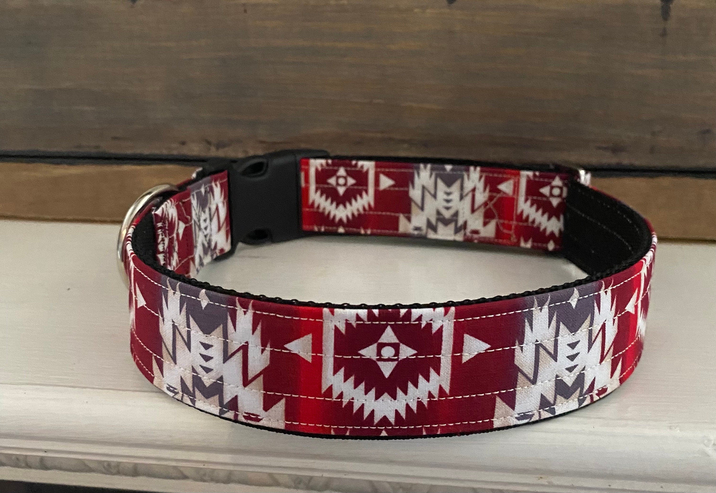 Red Aztec Print Dog Collar