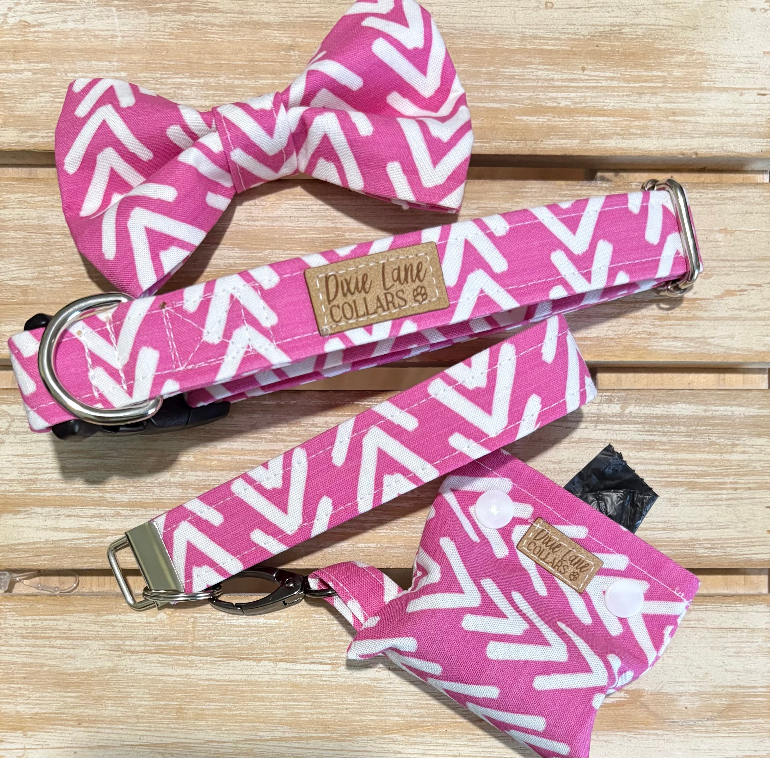 Pink Mudcloth Boho Arrows Dog Collar