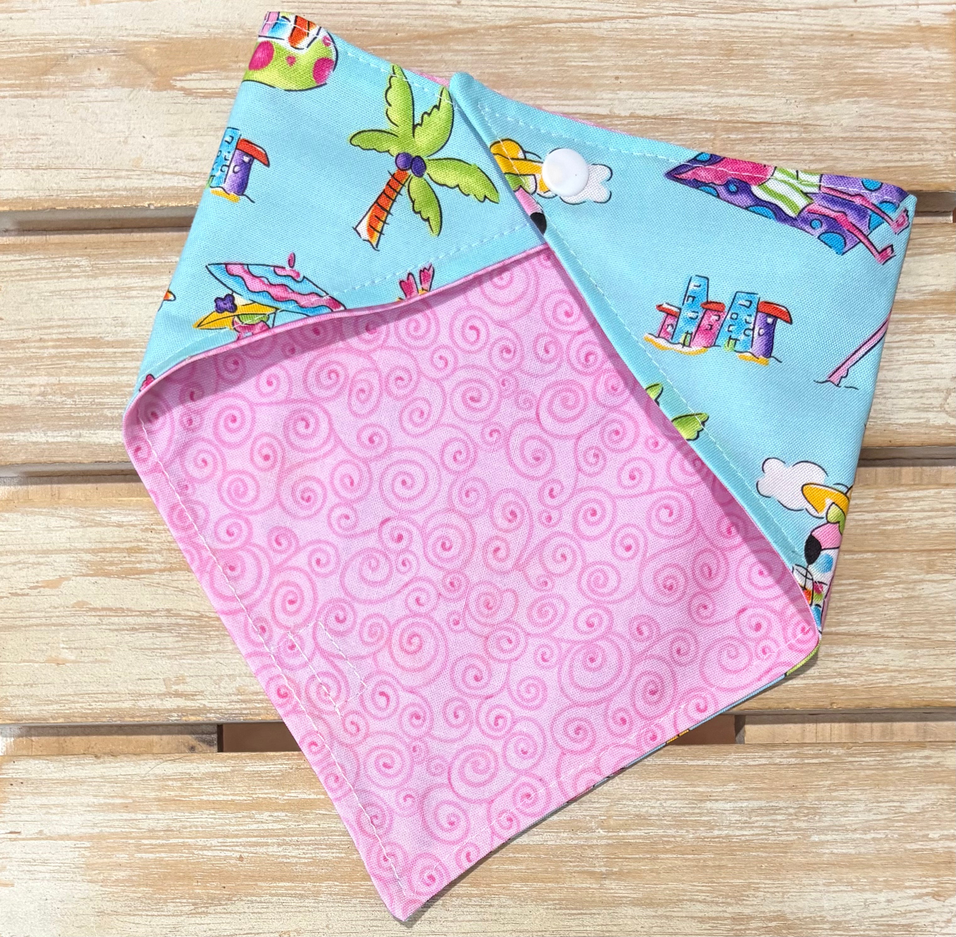 Beach Flamingos Reversible Dog Bandana