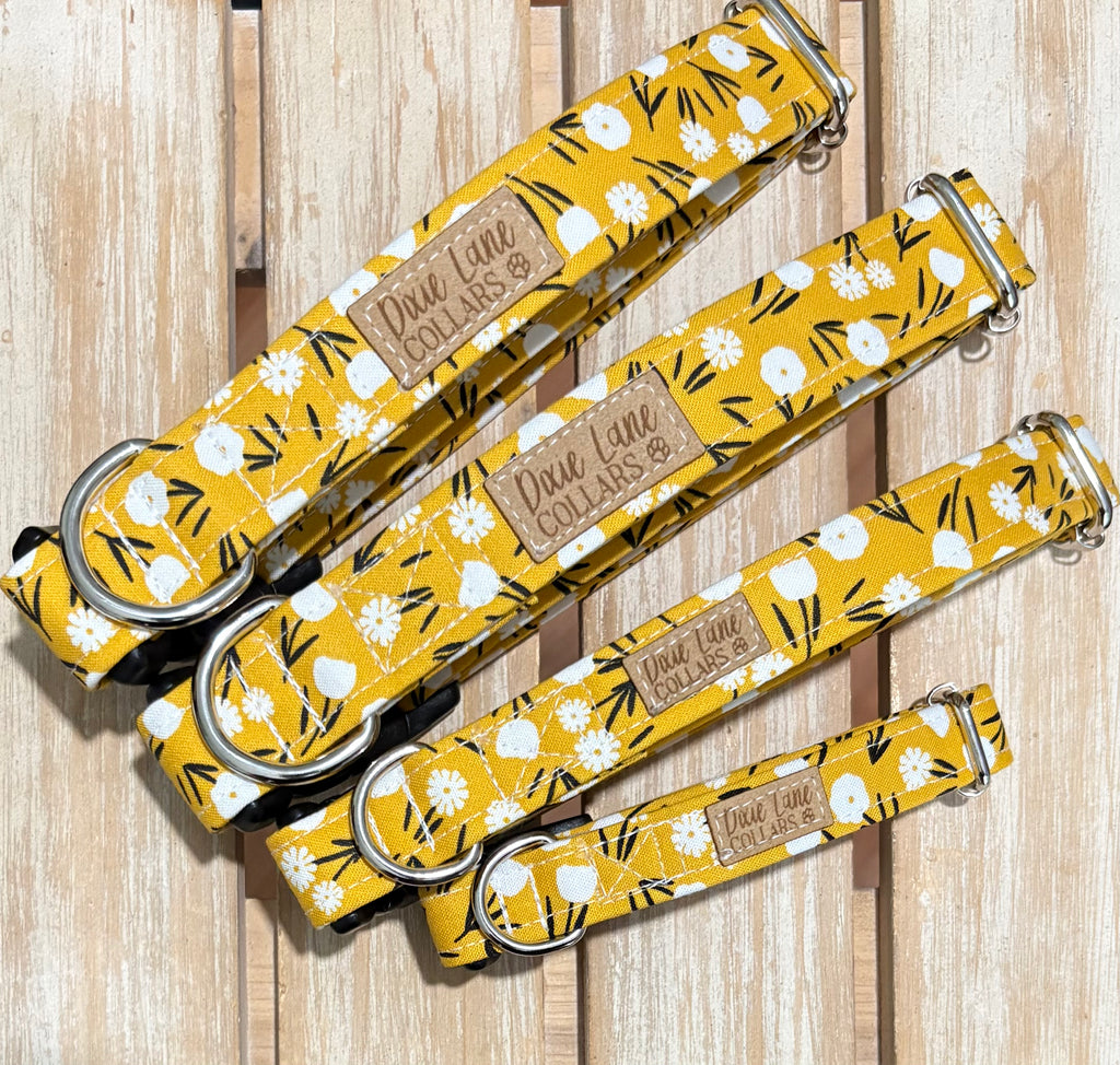 Yellow Ditsy Floral Dog Collar