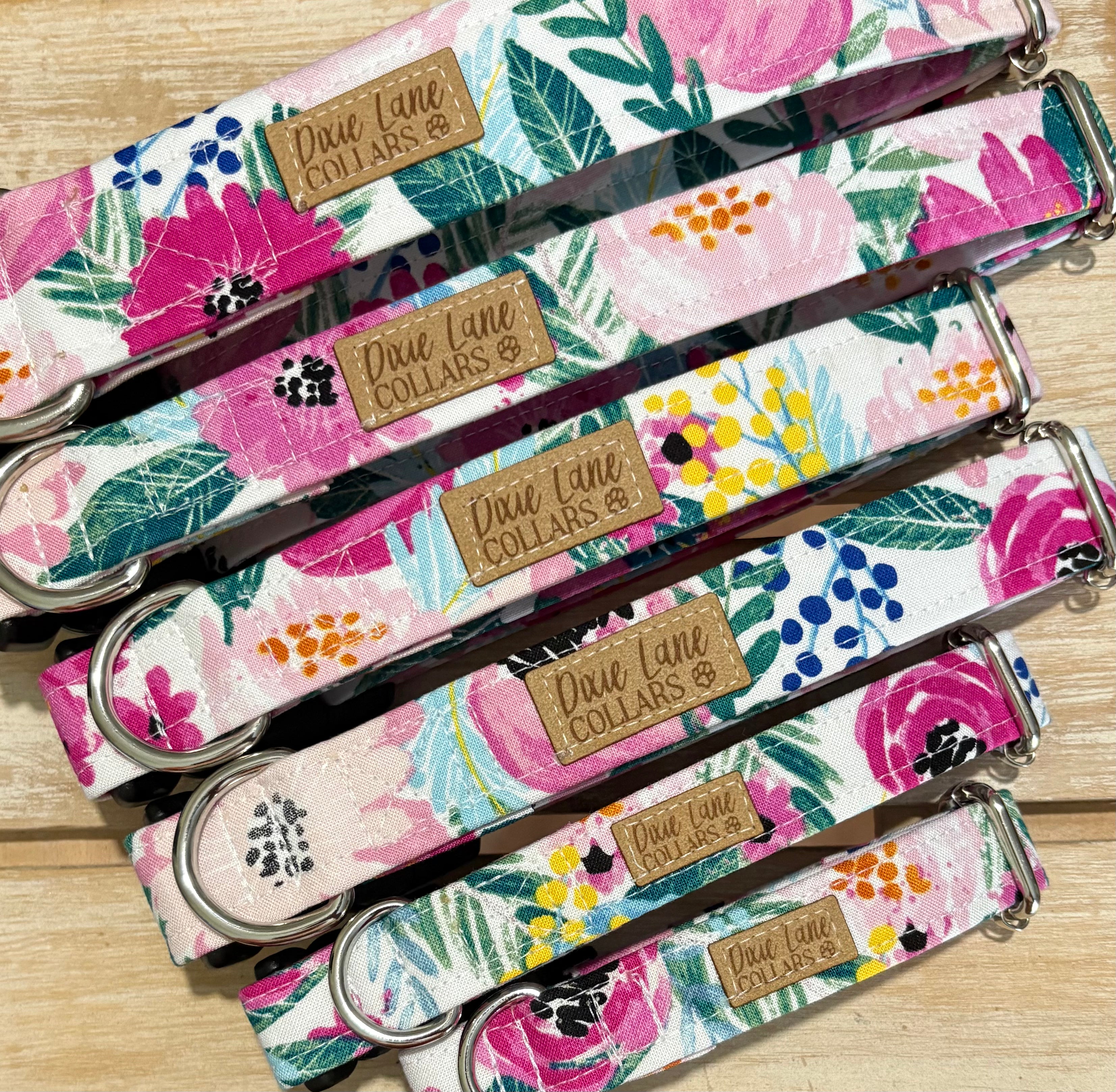 Pink Poppy Floral Dog Collar