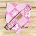 Pink and White Flower Checkered Dog Bandana