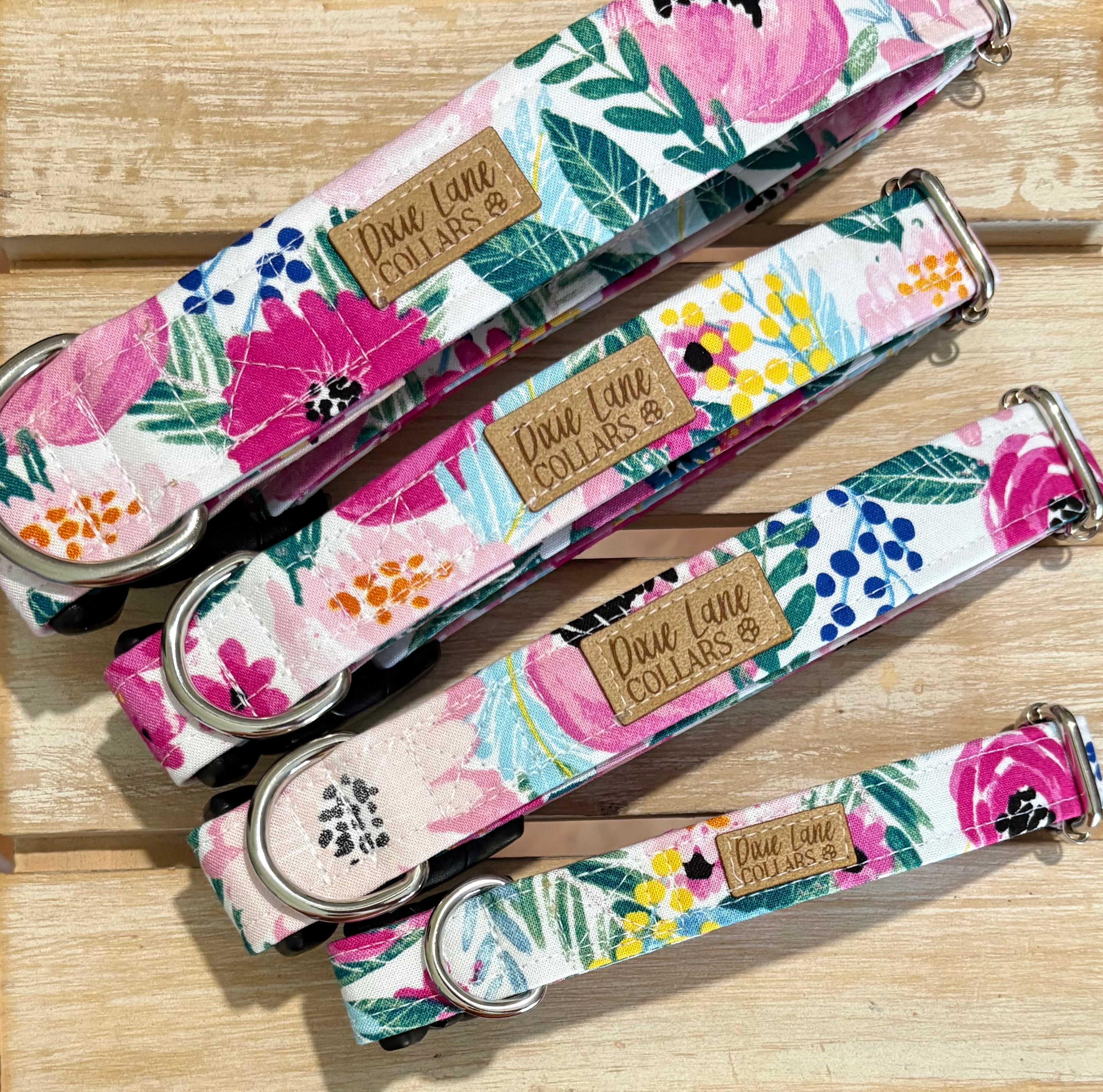 Pink Poppy Floral Dog Collar