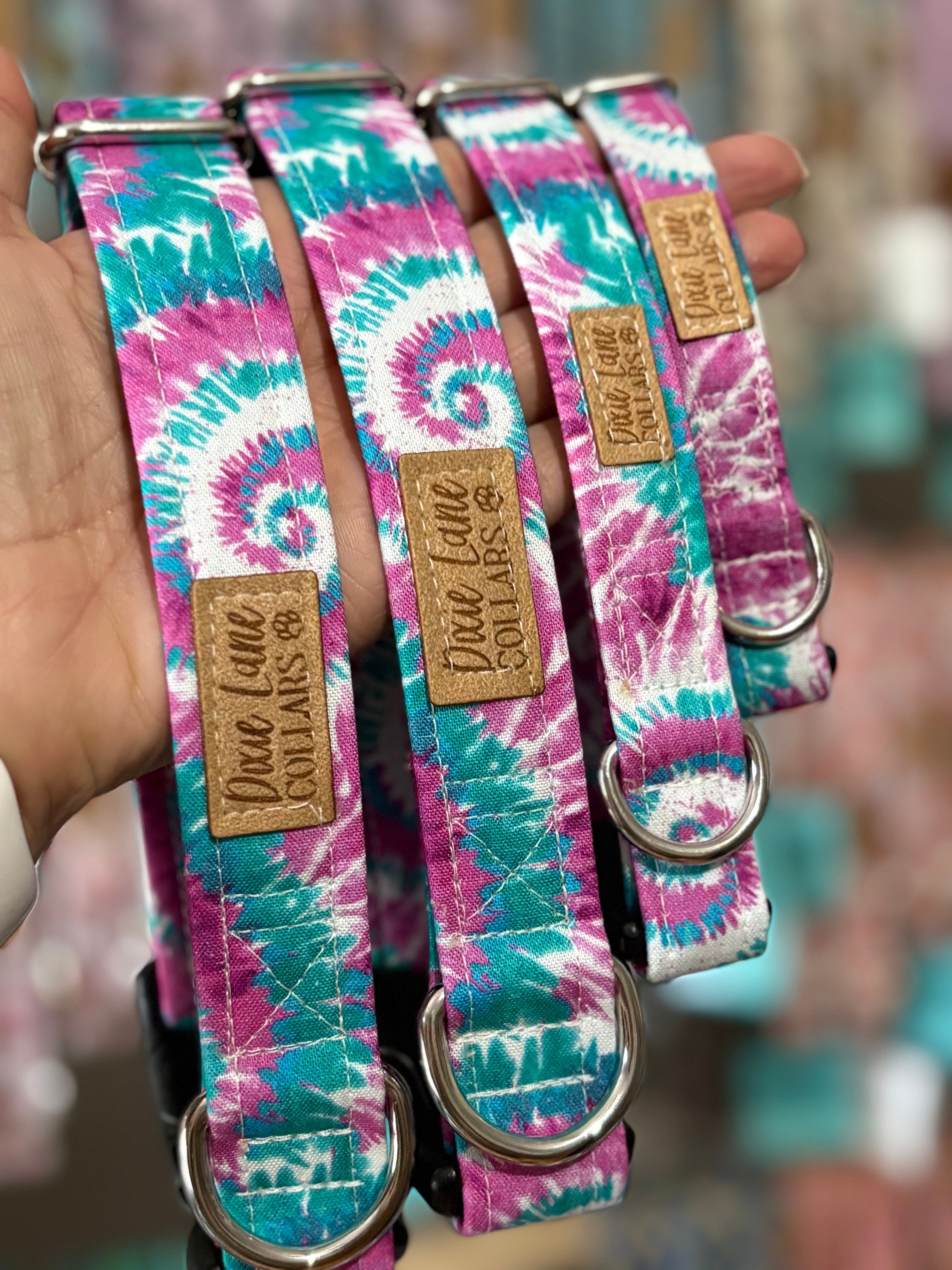 Purple and Teal Tie Dye Dog Collar
