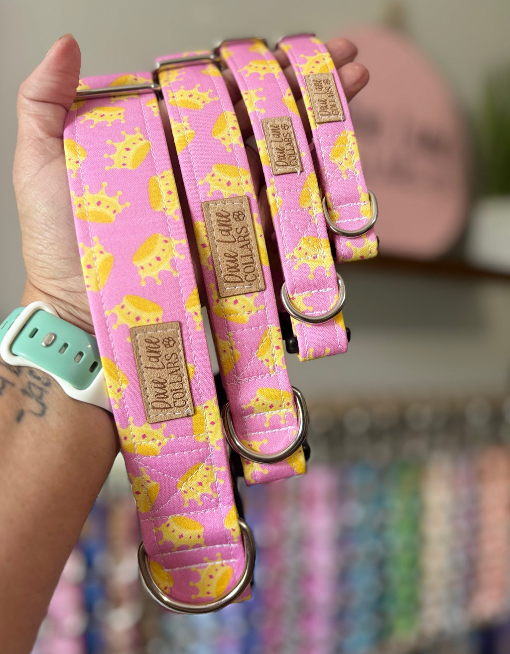 Pink Crowns Dog Collar