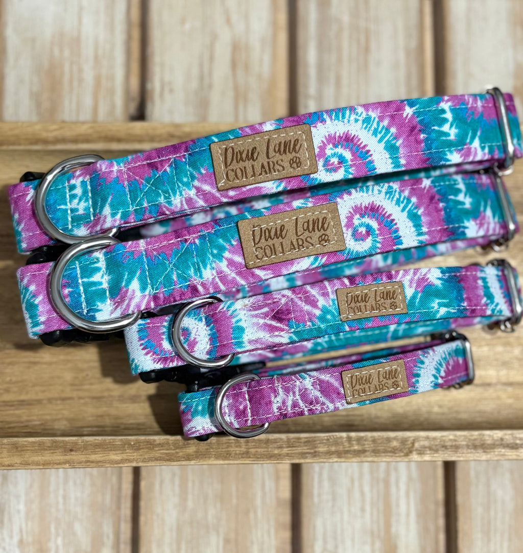 Purple and Teal Tie Dye Dog Collar