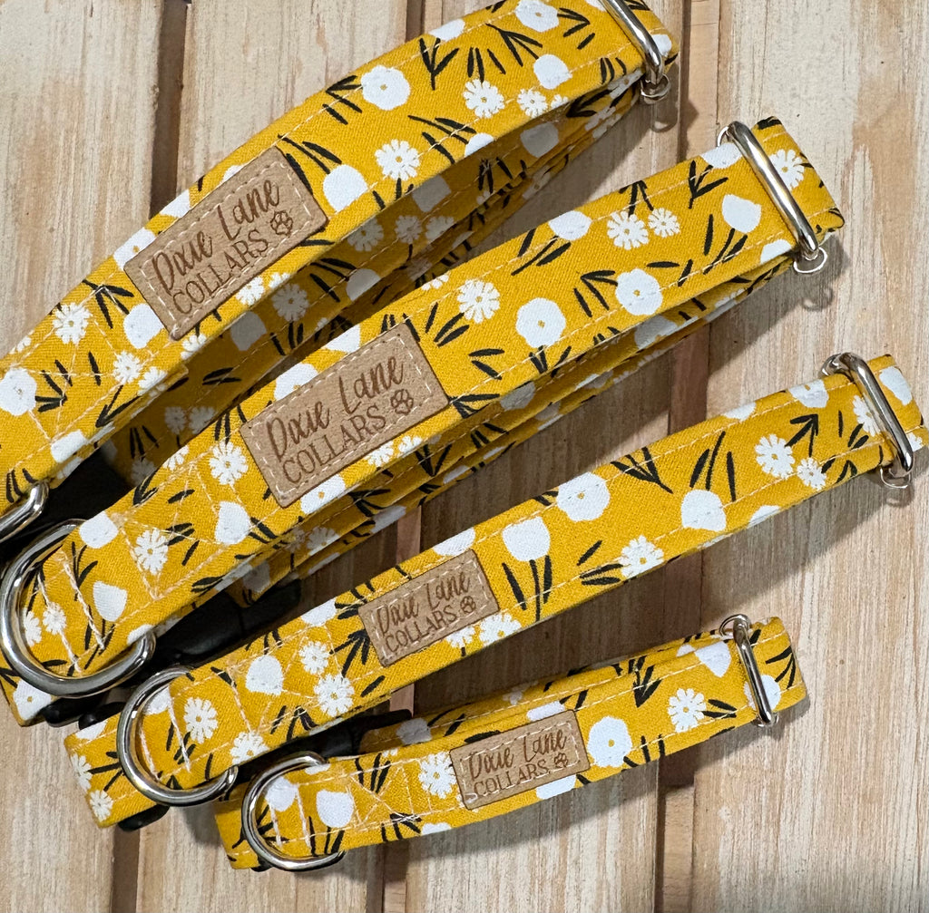 Yellow Ditsy Floral Dog Collar