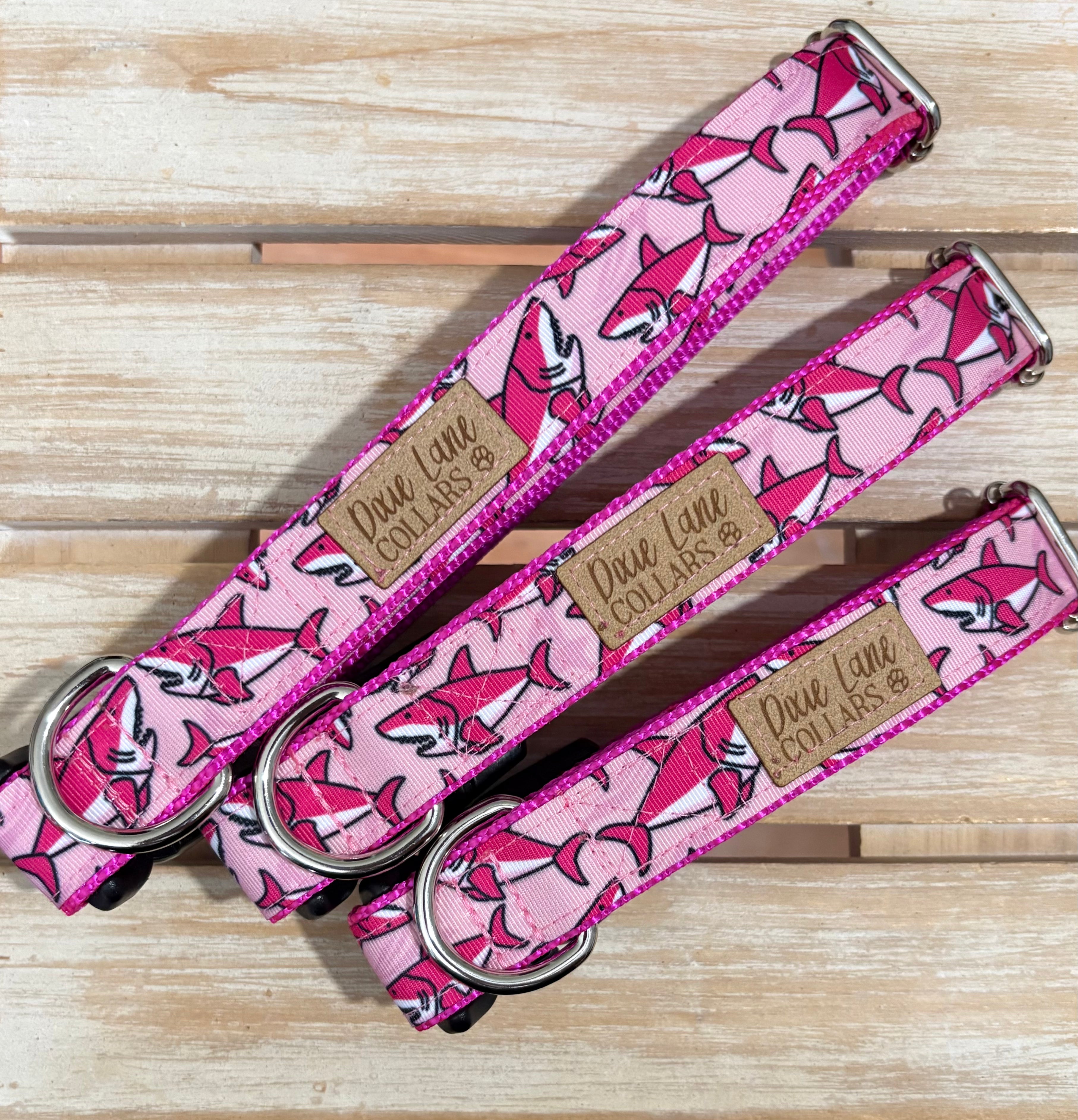 Pink Sharks Dog Collar