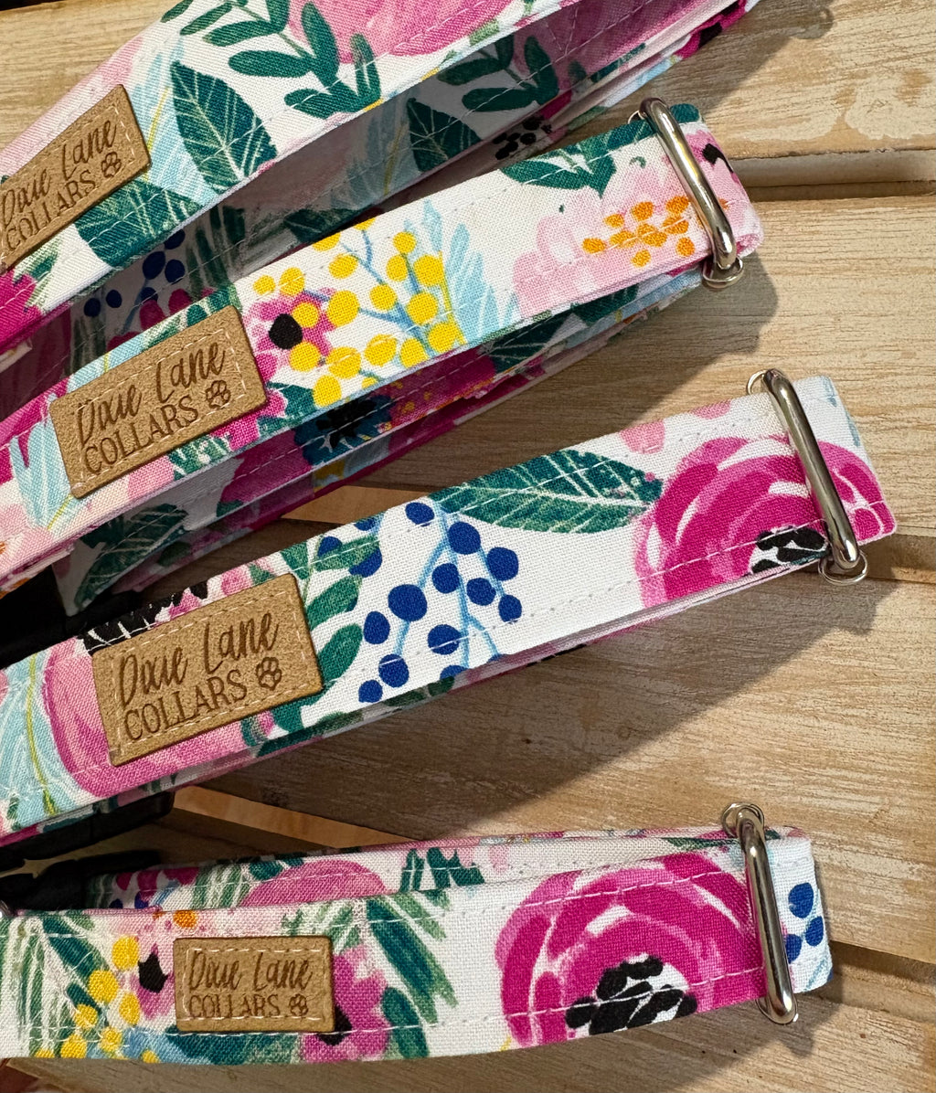 Pink Poppy Floral Dog Collar