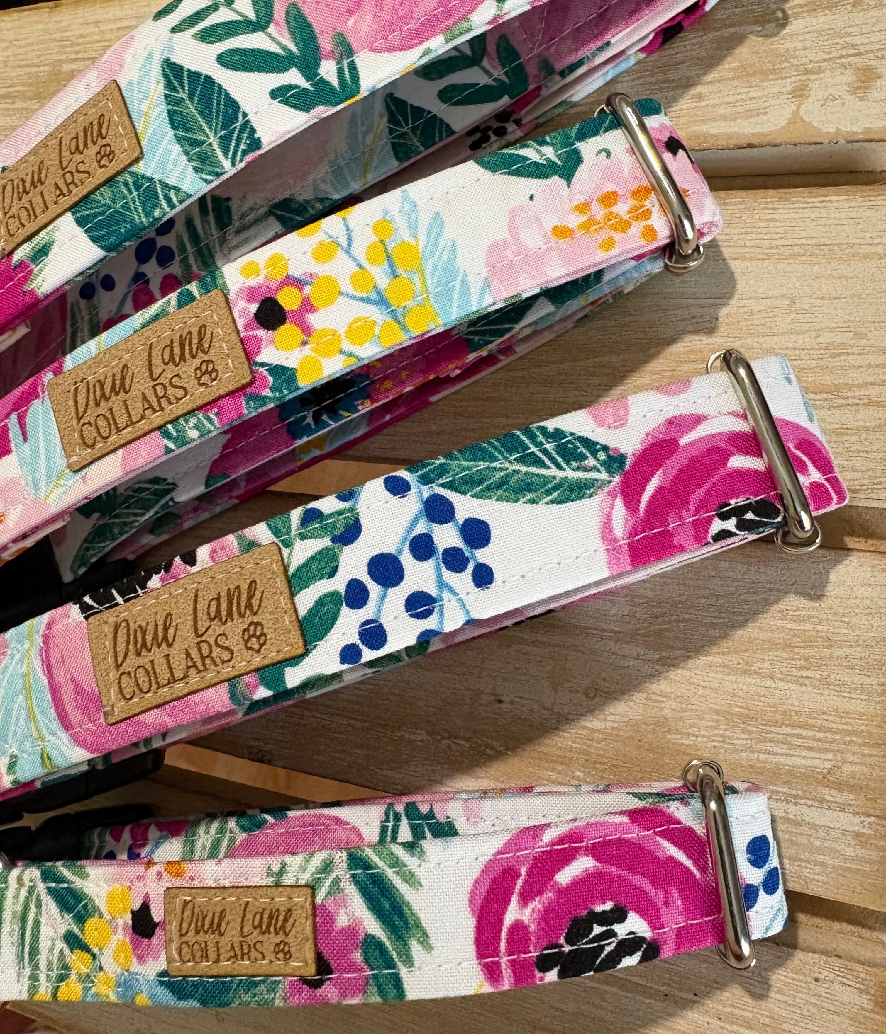 Pink Poppy Floral Dog Collar