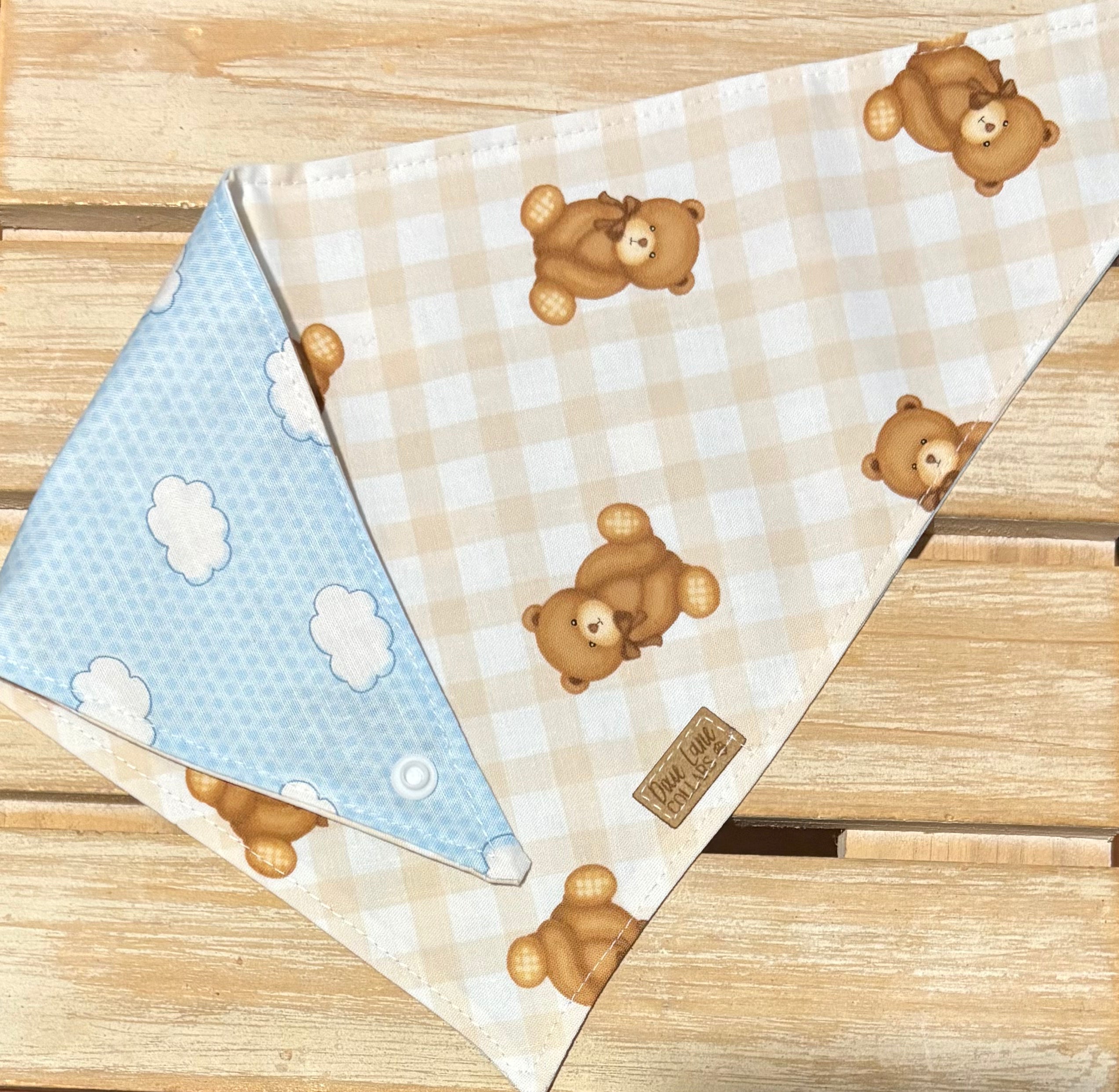 Teddy Bear and Clouds Reversible Dog Bandana