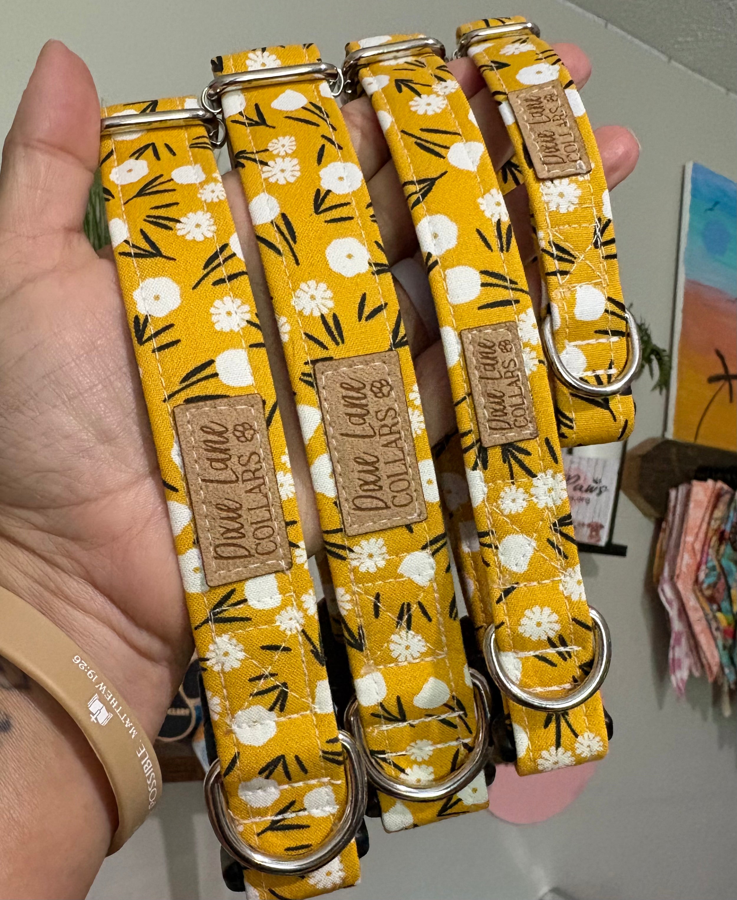 Yellow Ditsy Floral Dog Collar