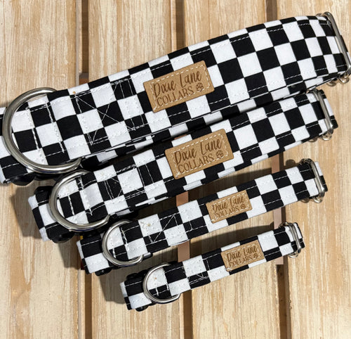 Black and White Checkered Dog Collar