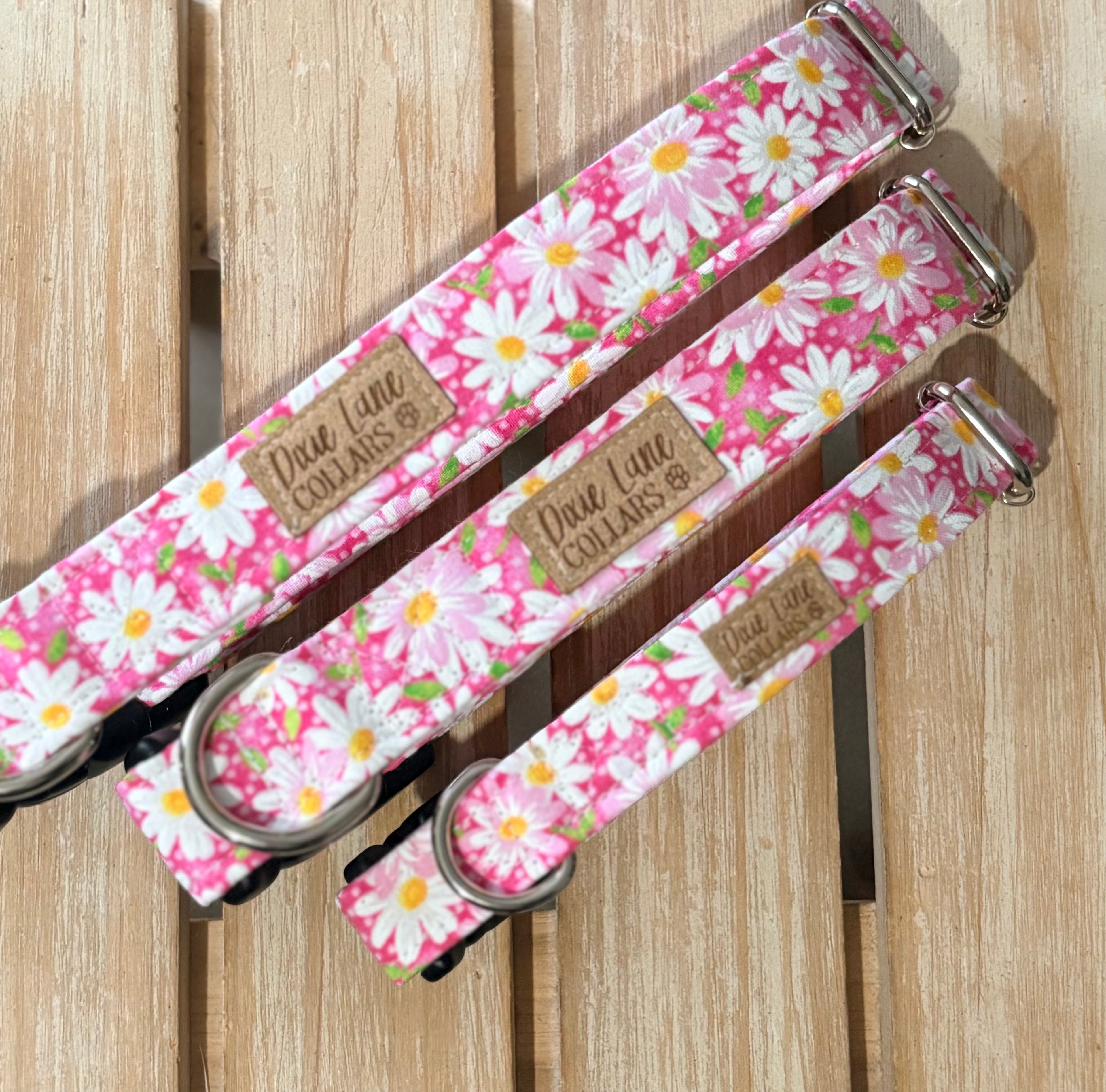 Pink Daisies Dog Collar