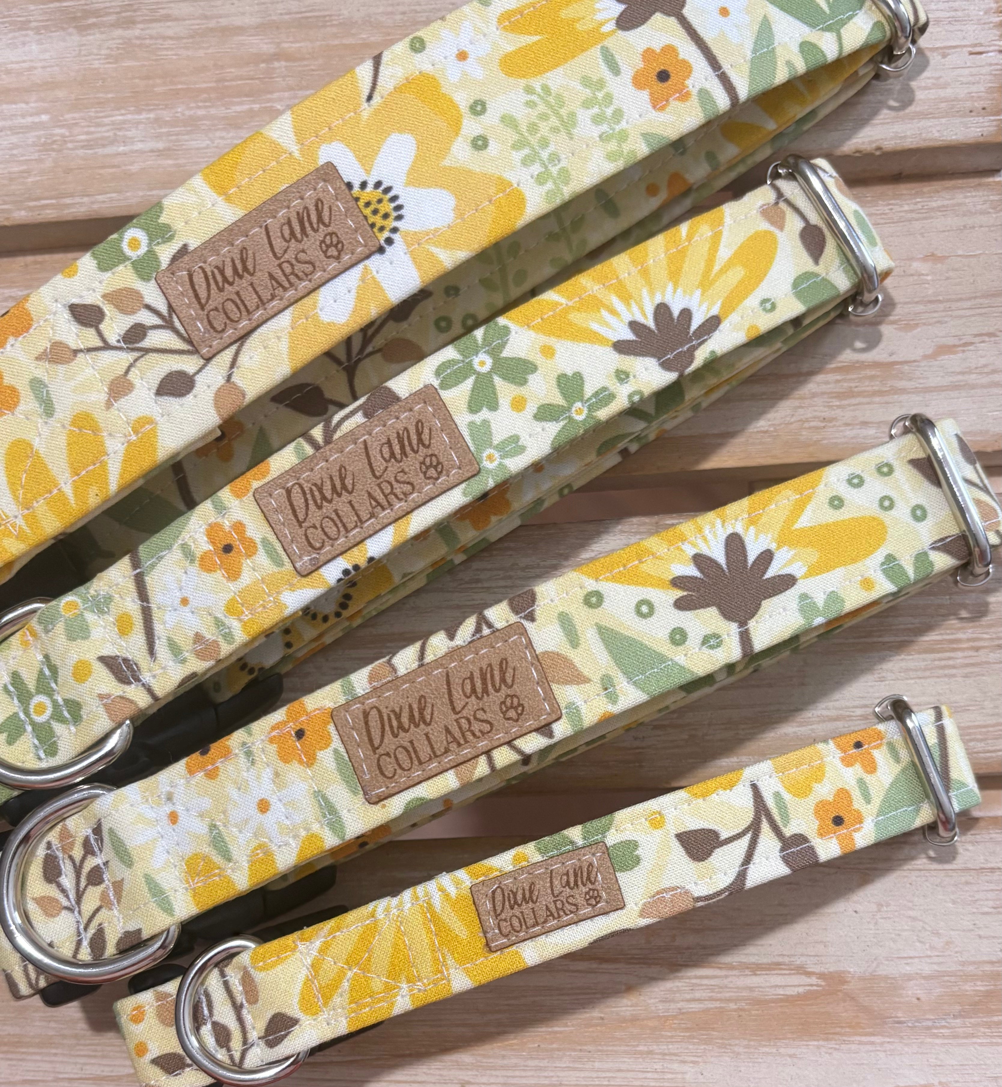 Yellow Fall Wildflowers Dog Collar