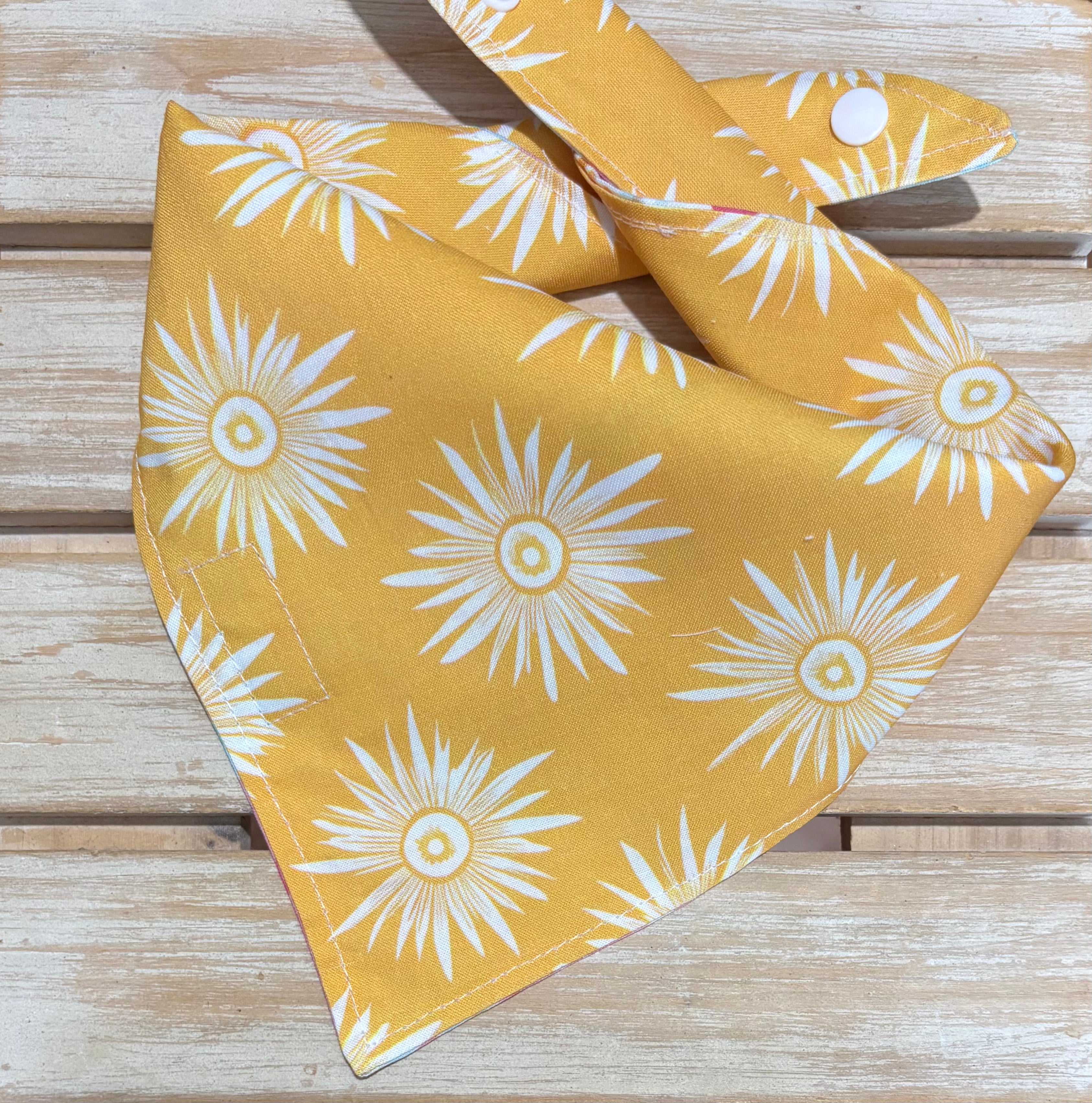 Sunflower and Daisies Reversible Dog Bandana