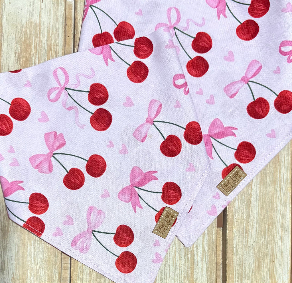 Pink Cherry Bows Dog Bandana