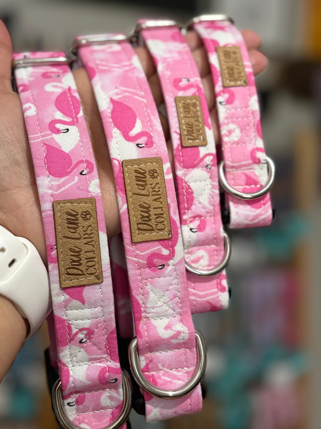 Pink Flamingos Dog Collar