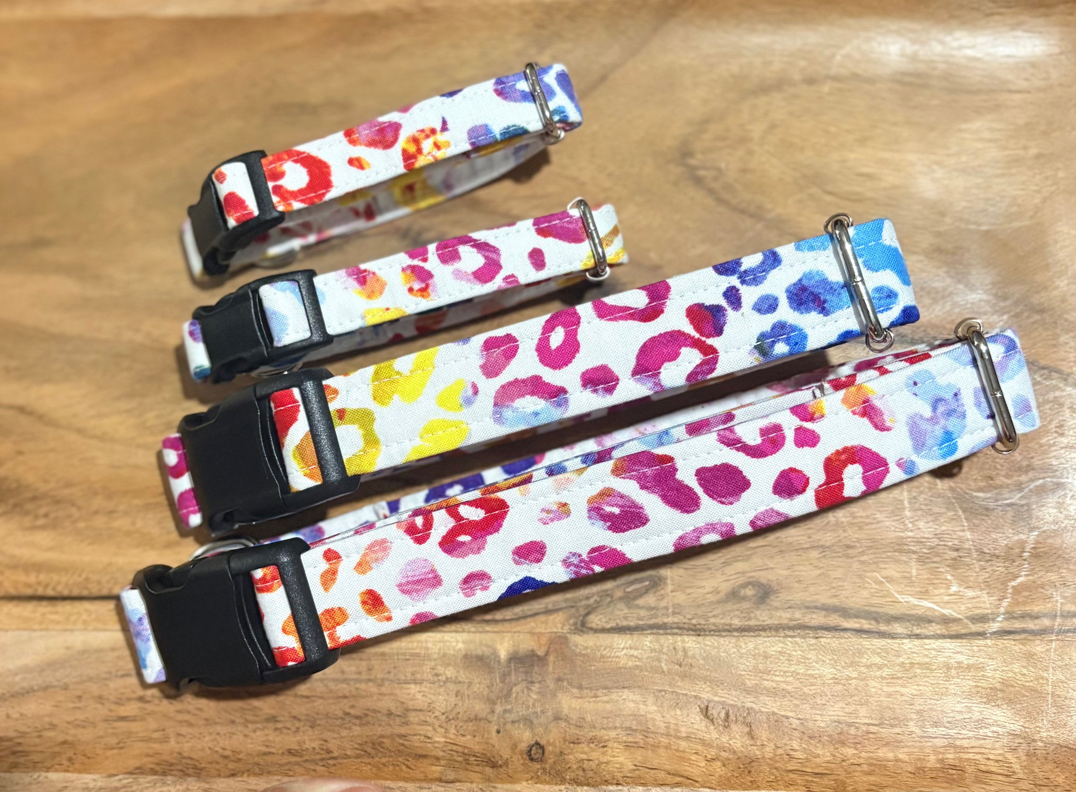 Rainbow Leopard Print Dog Collar