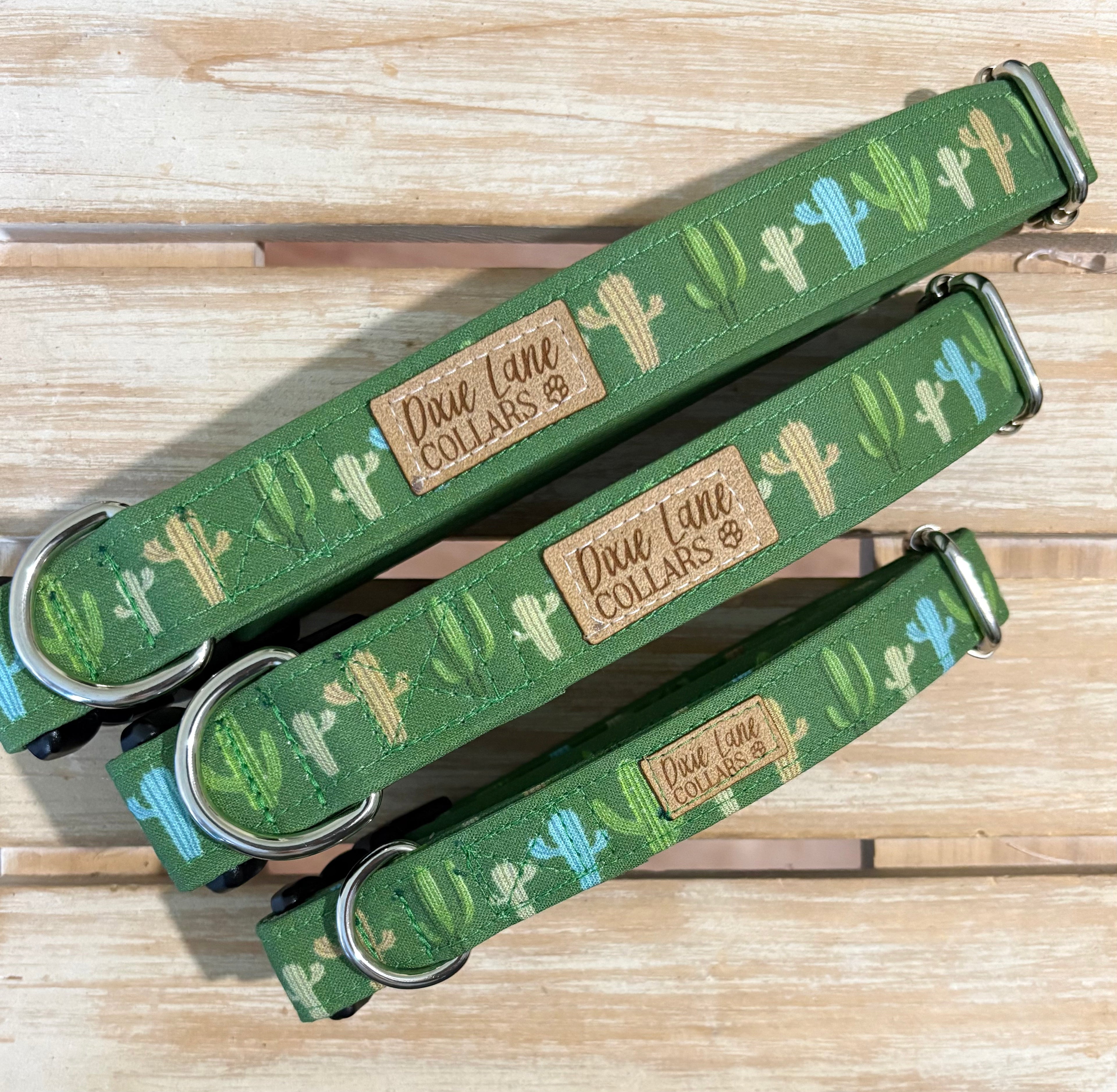 Green Western Cactus Dog Collar