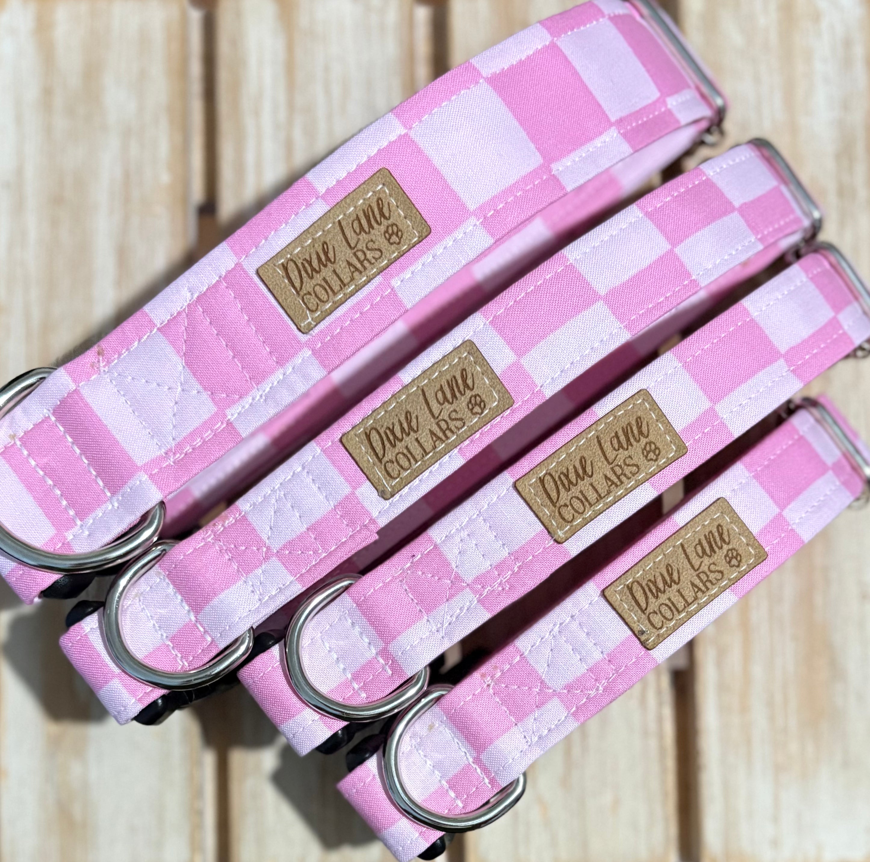 Pink Checkered Dog Collar