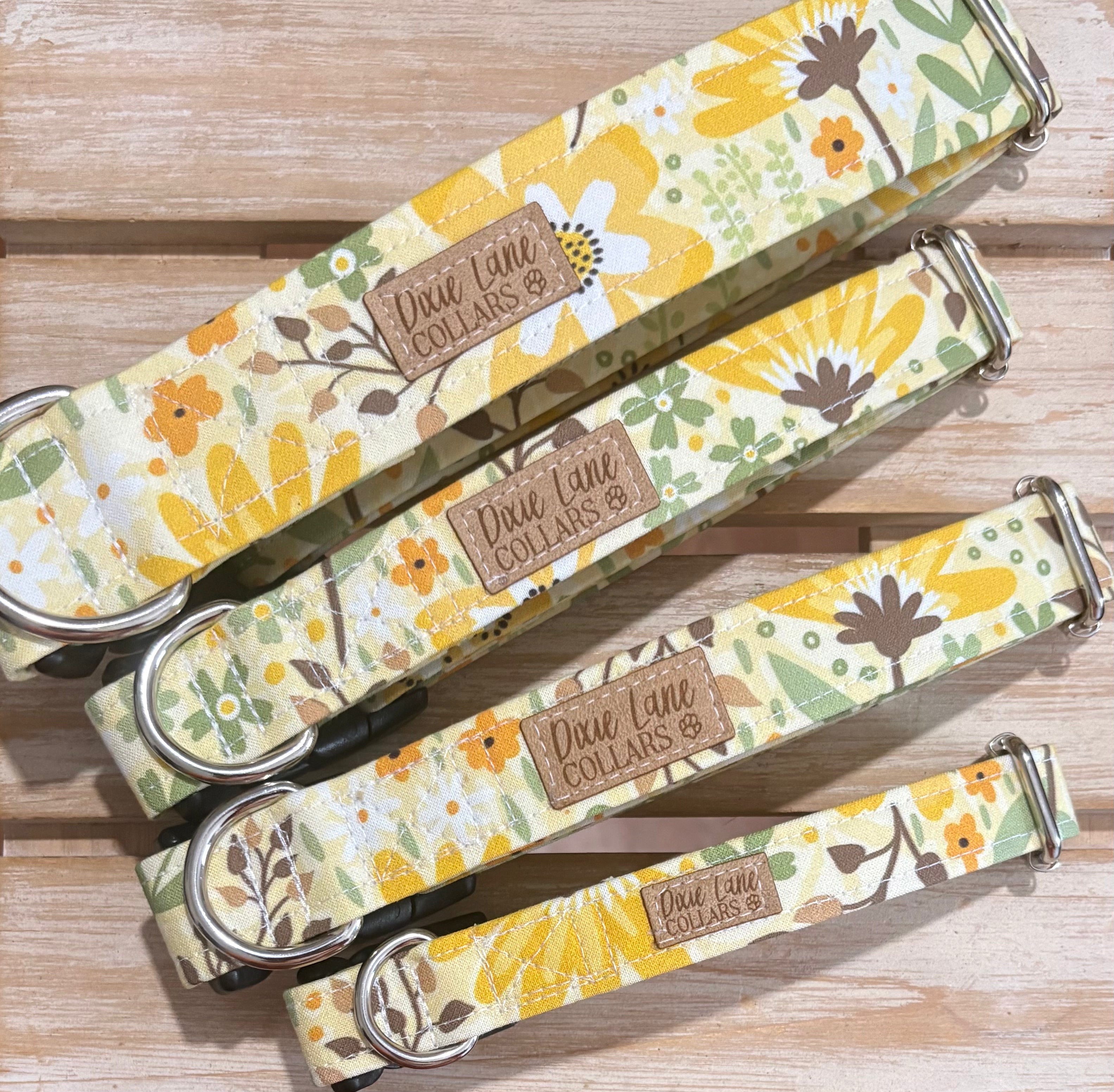 Yellow Fall Wildflowers Dog Collar